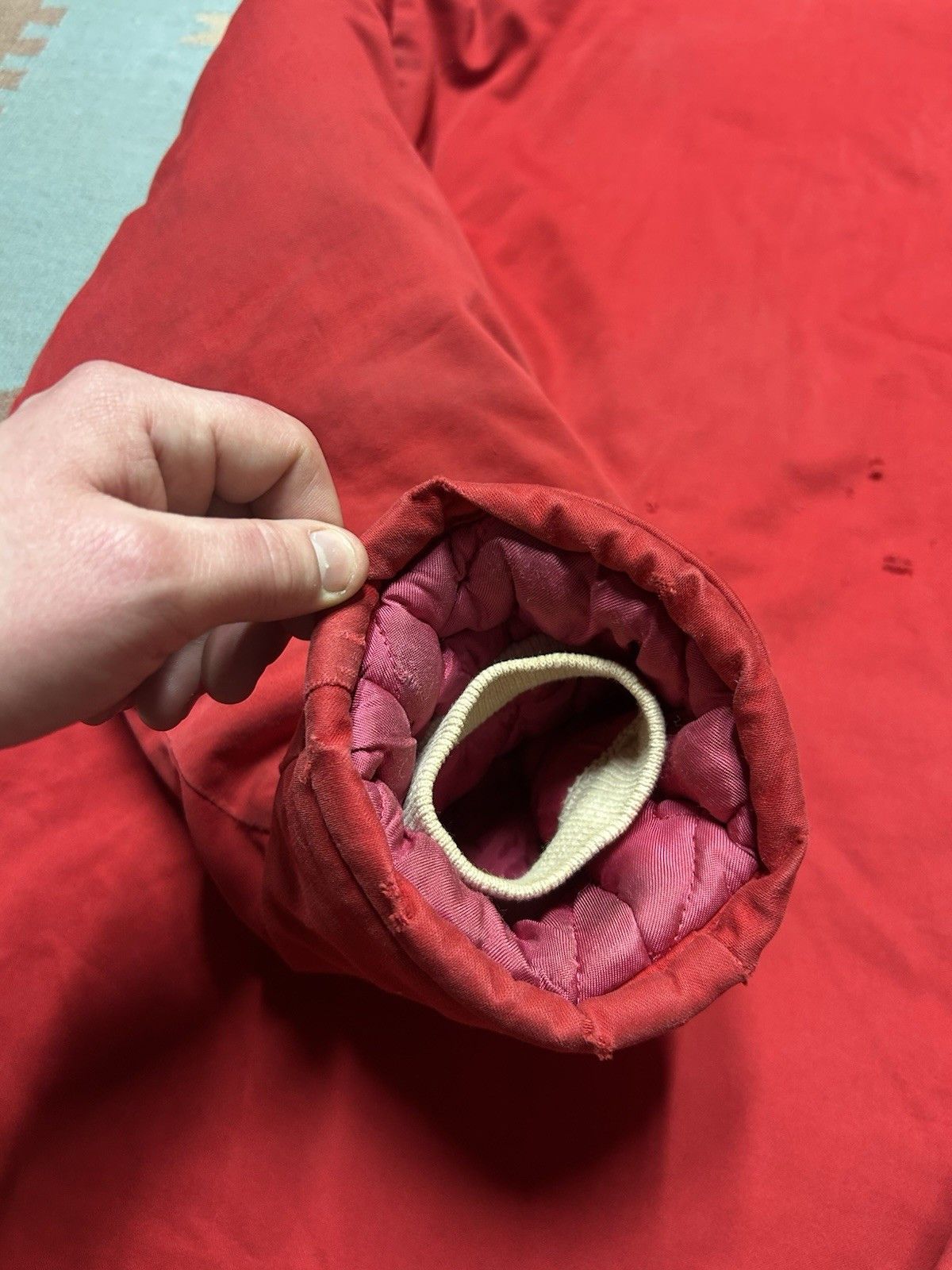 Vintage 1950s quilt lined parka jacket expedition survival red L Size US L / EU 52-54 / 3 - 11 Thumbnail