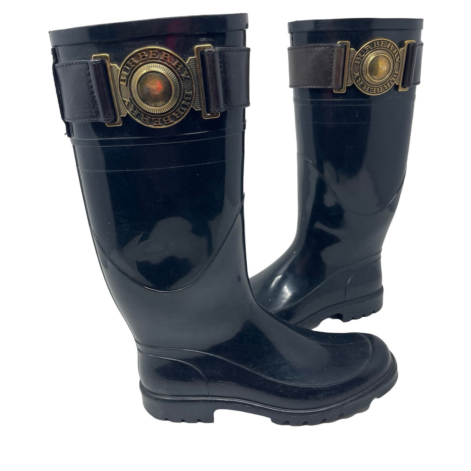 Burberry Burberry Wellington black tall rubber rain boots sz 35 Size US 5 / IT 35 - 1 Thumbnail