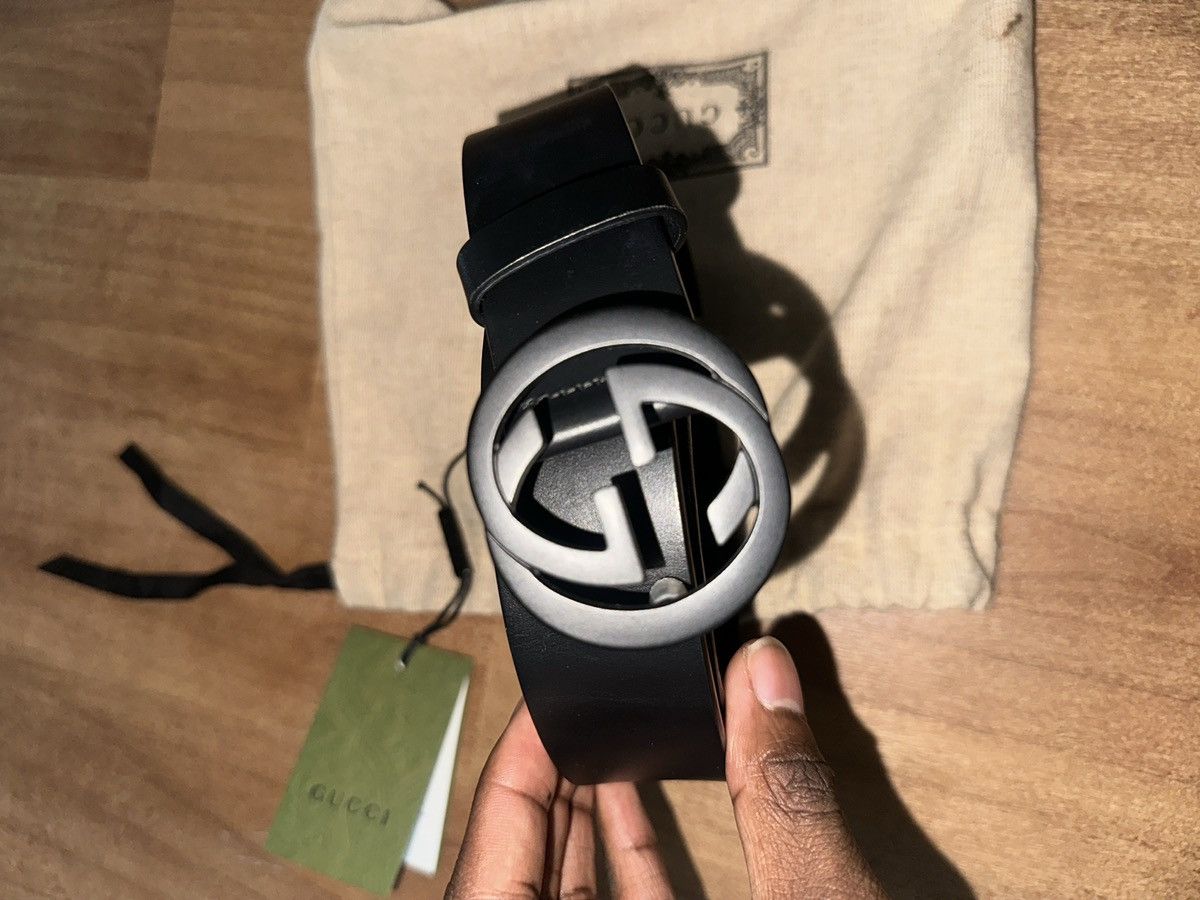 Gucci Gucci Matte Black Interlocking G Belt sz 85 Size 32 - 2 Thumbnail