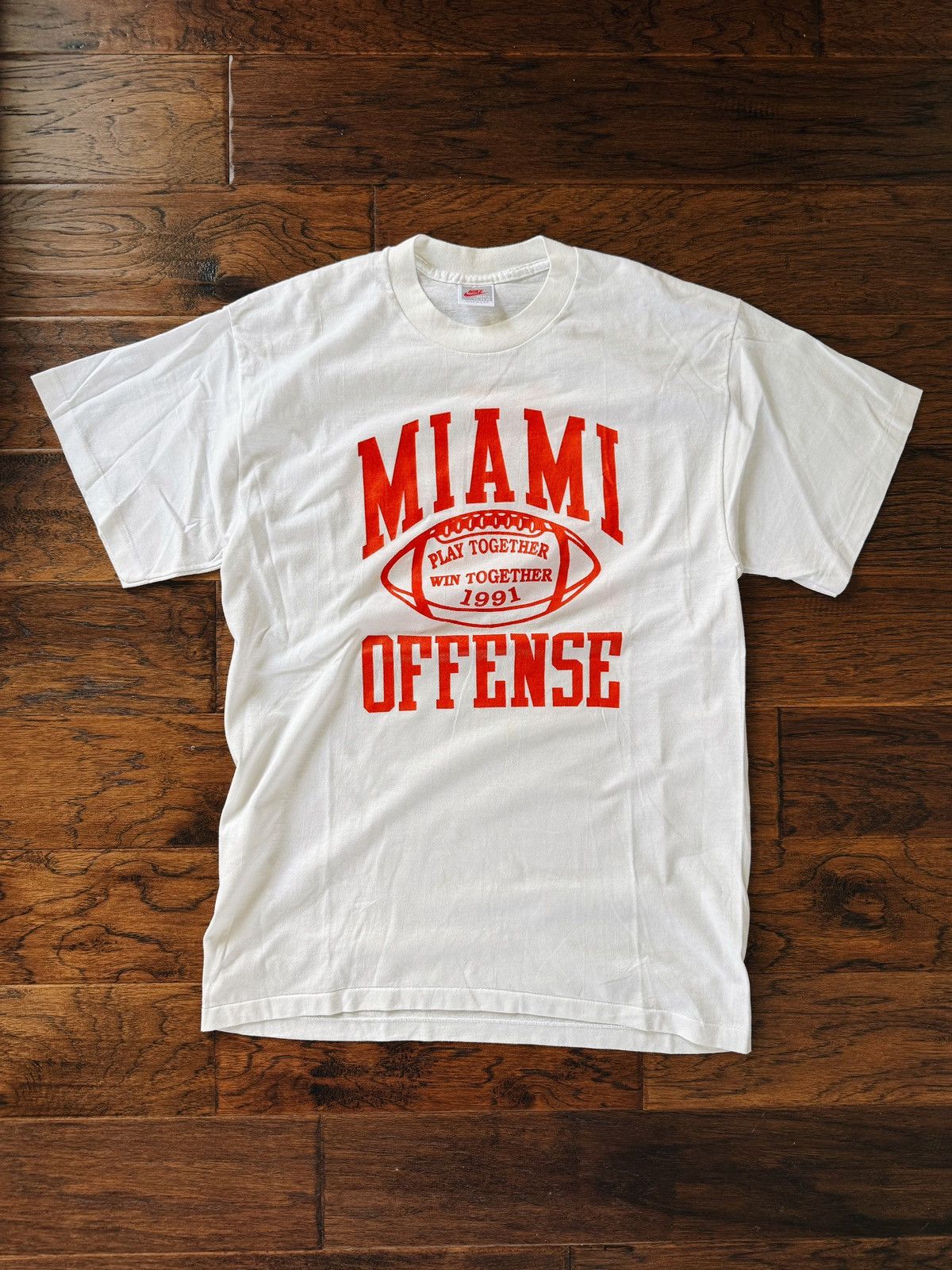 Vintage Vintage 1991 Miami Hurricanes Offense Nike Shirt Swoosh USA Size US XL / EU 56 / 4 - 1 Thumbnail