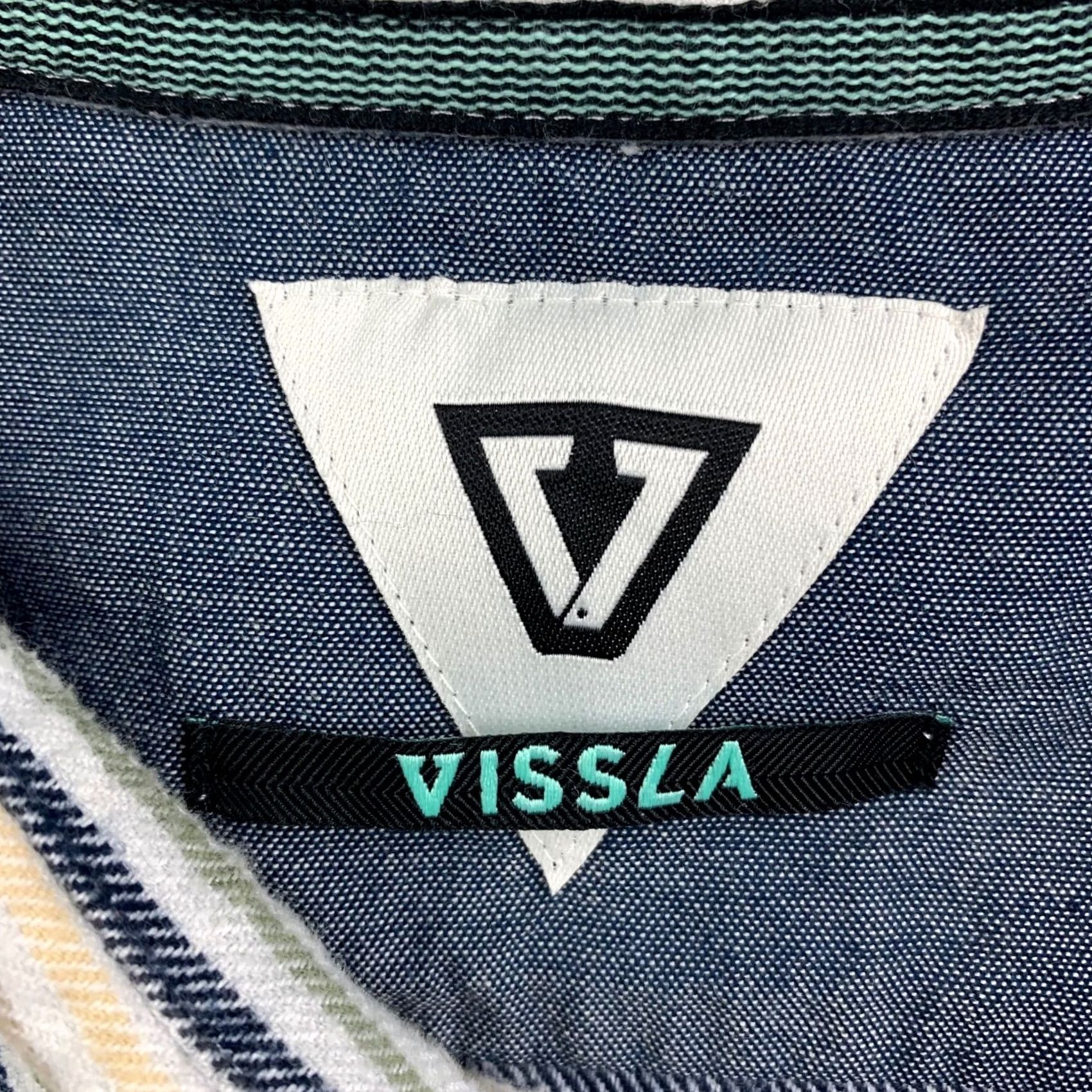 Vissla Vissla Button-Up Shirt Mens L/S Beige/Blue Stripe Medium Cotton 100% Long Sleeve Shirt Size US M / EU 48-50 / 2 - 3 Thumbnail