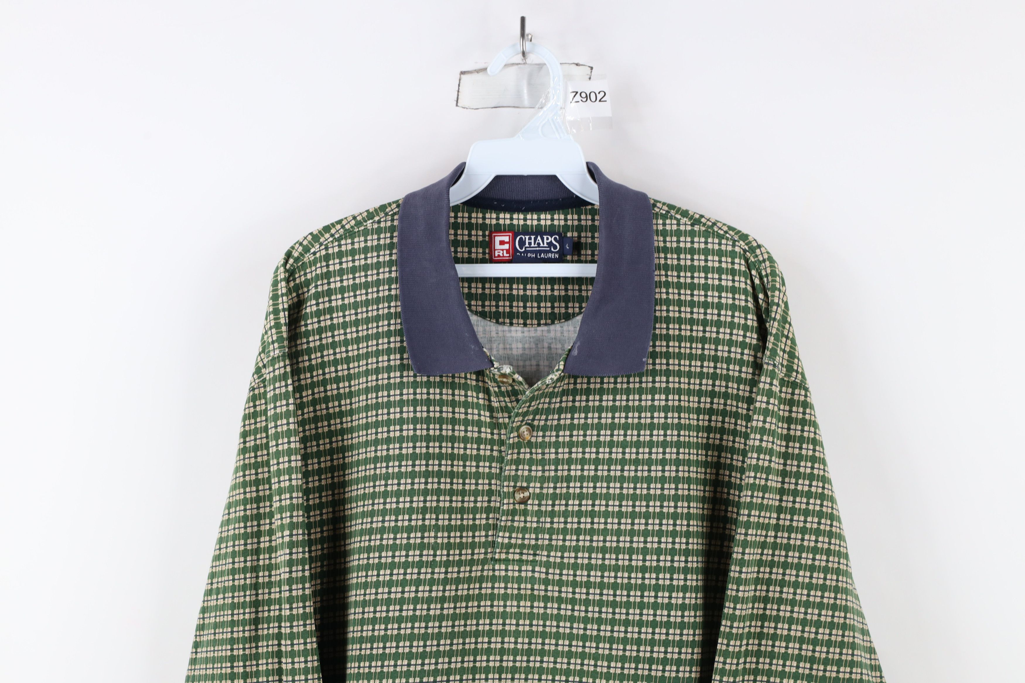 Ralph Lauren × Vintage Vintage 90s Chaps Ralph Lauren Geometric Long Sleeve Polo Size US L / EU 52-54 / 3 - 2 Thumbnail