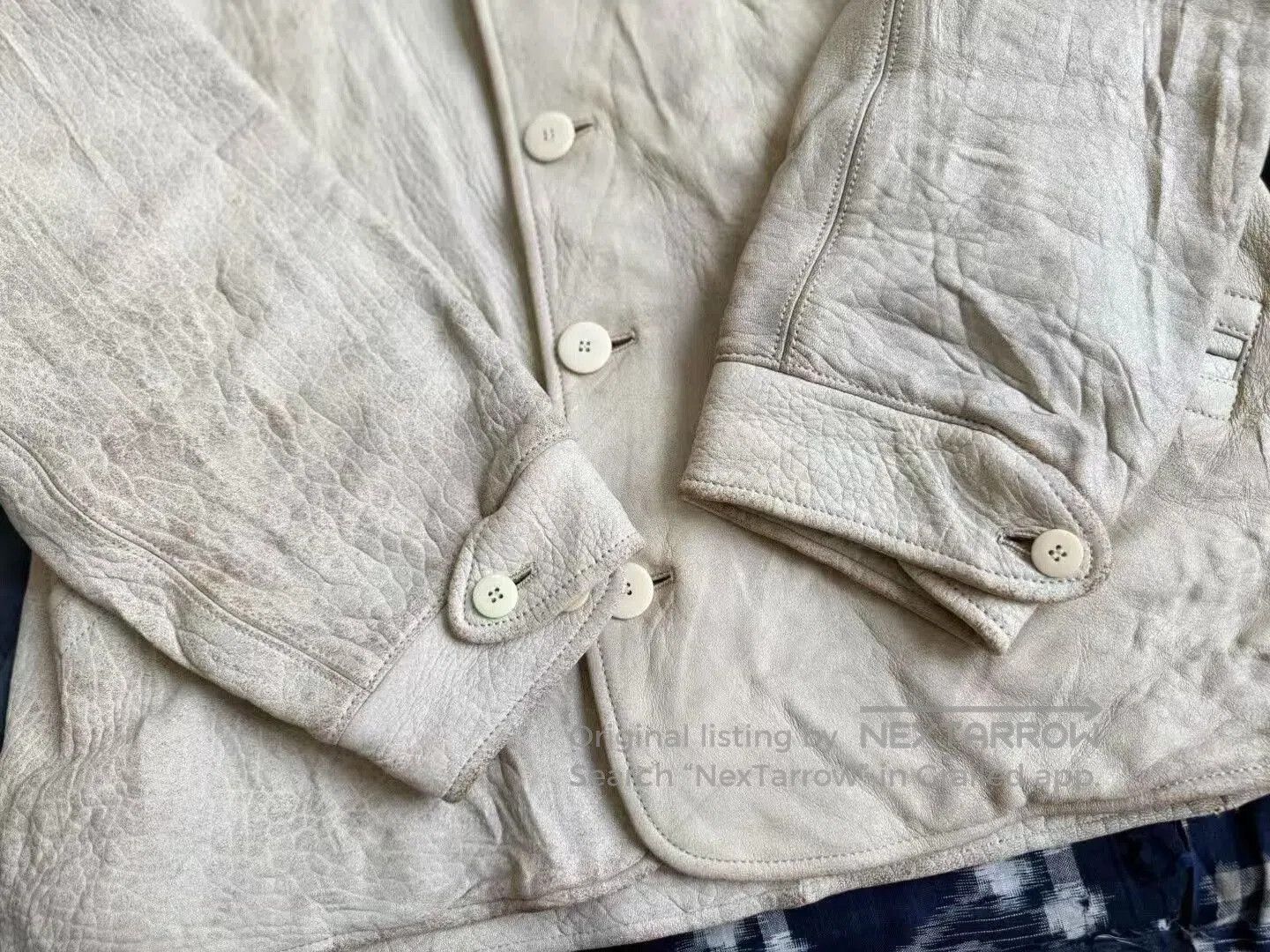 Visvim visvim eton jacket in distressed ivory leather. Size US L / EU 52-54 / 3 - 6 Thumbnail