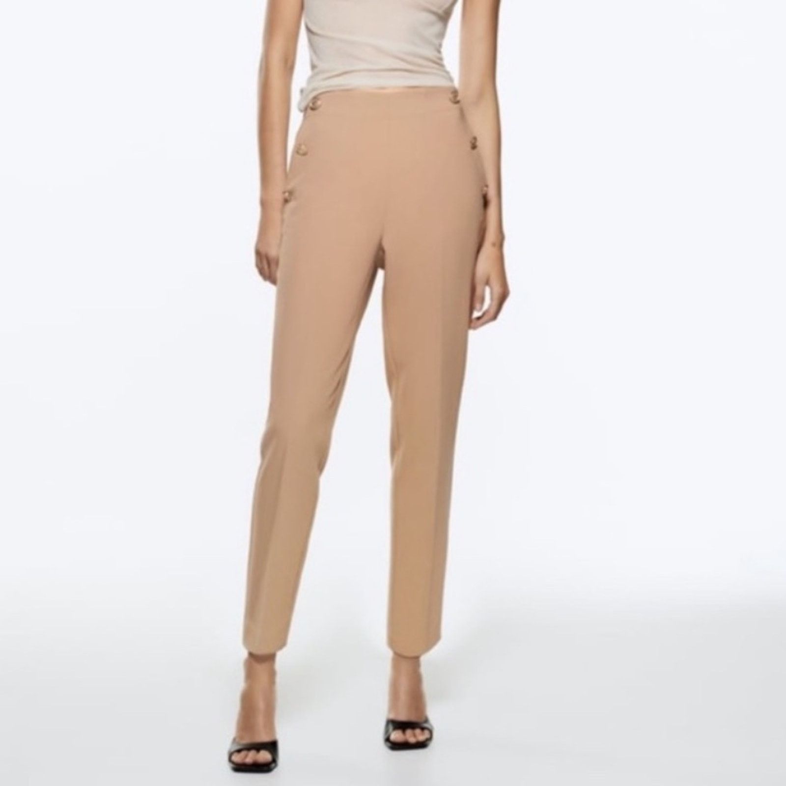 Zara ZARA High Waist Straight Leg Pants Trousers Size 30" / US 8 / IT 44 - 1 Thumbnail