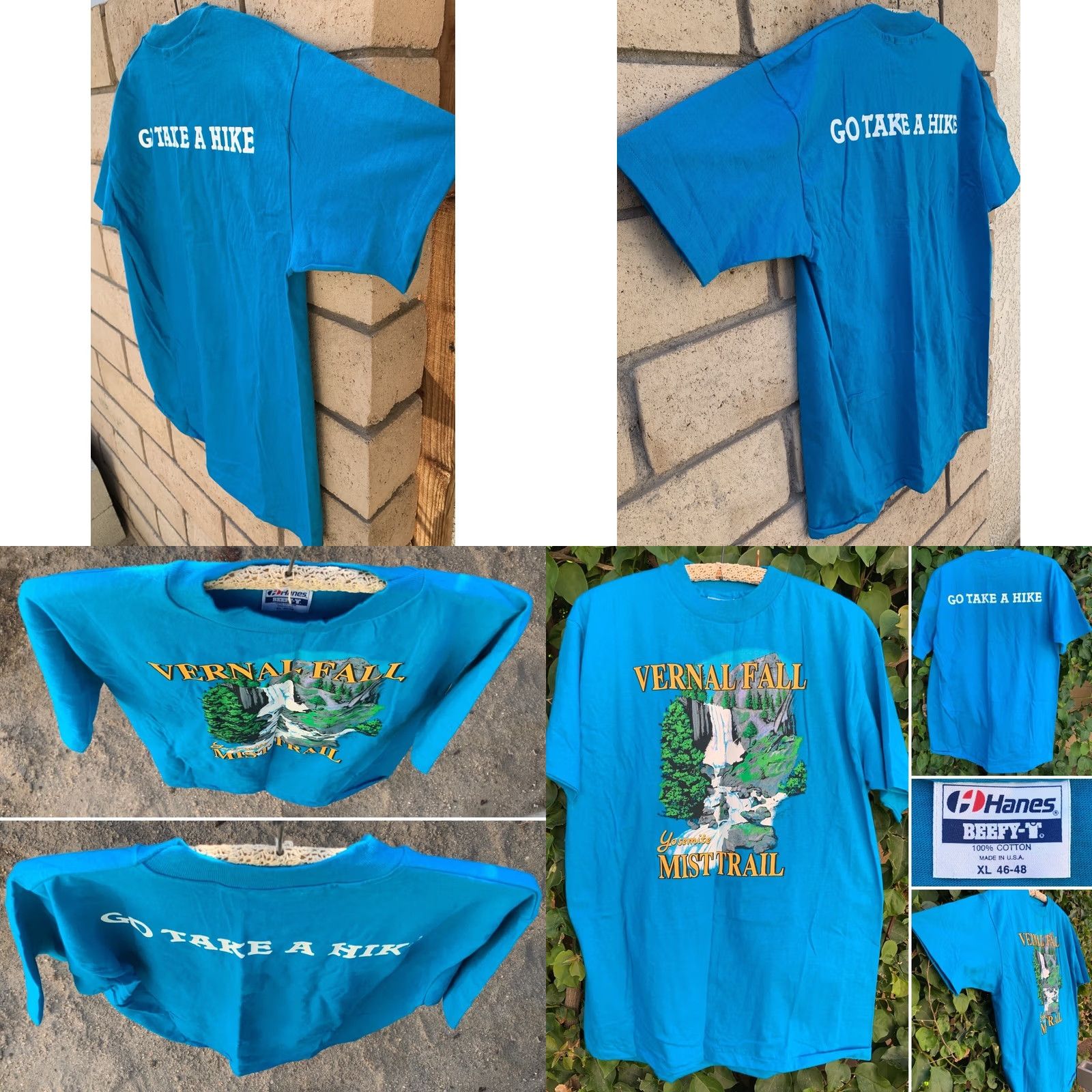 Hanes VINTAGE Hanes Beefy-T T Shirt XL blue 80s 90s California Nature Graphic Print Men XS? Size US XL / EU 56 / 4 - 8 Thumbnail