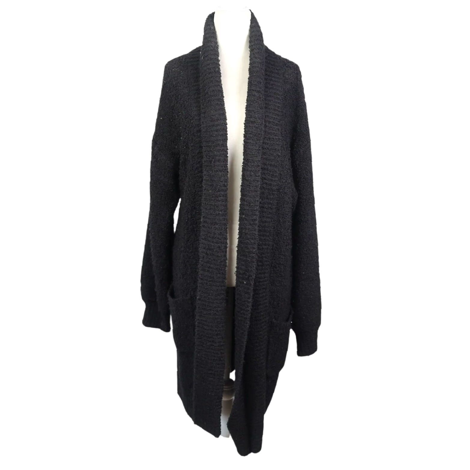 Vintage VINTAGE 90s STYLE Black Chunky Loop Knit Long Duster Cardigan Sweater Women S Regular Long Sleeve Knit Acrylic Size S / US 4 / IT 40 - 2 Thumbnail