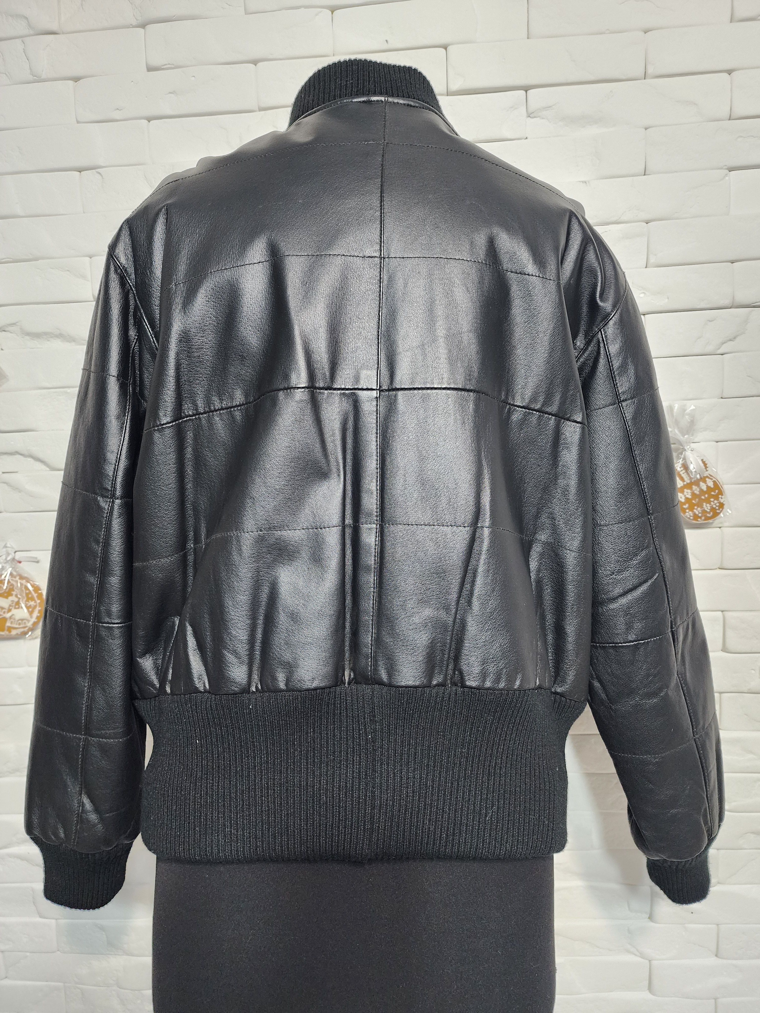 Other Black Leather Quilted Jacket: Men's Metal Zipper Bomber Size US L / EU 52-54 / 3 - 4 Thumbnail