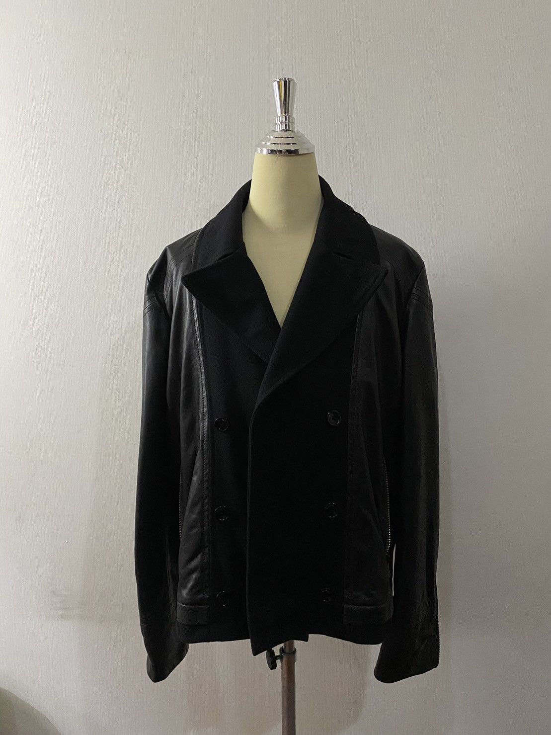 image of Versace Leather Biker Jacket in Black, Men's (Size XL)