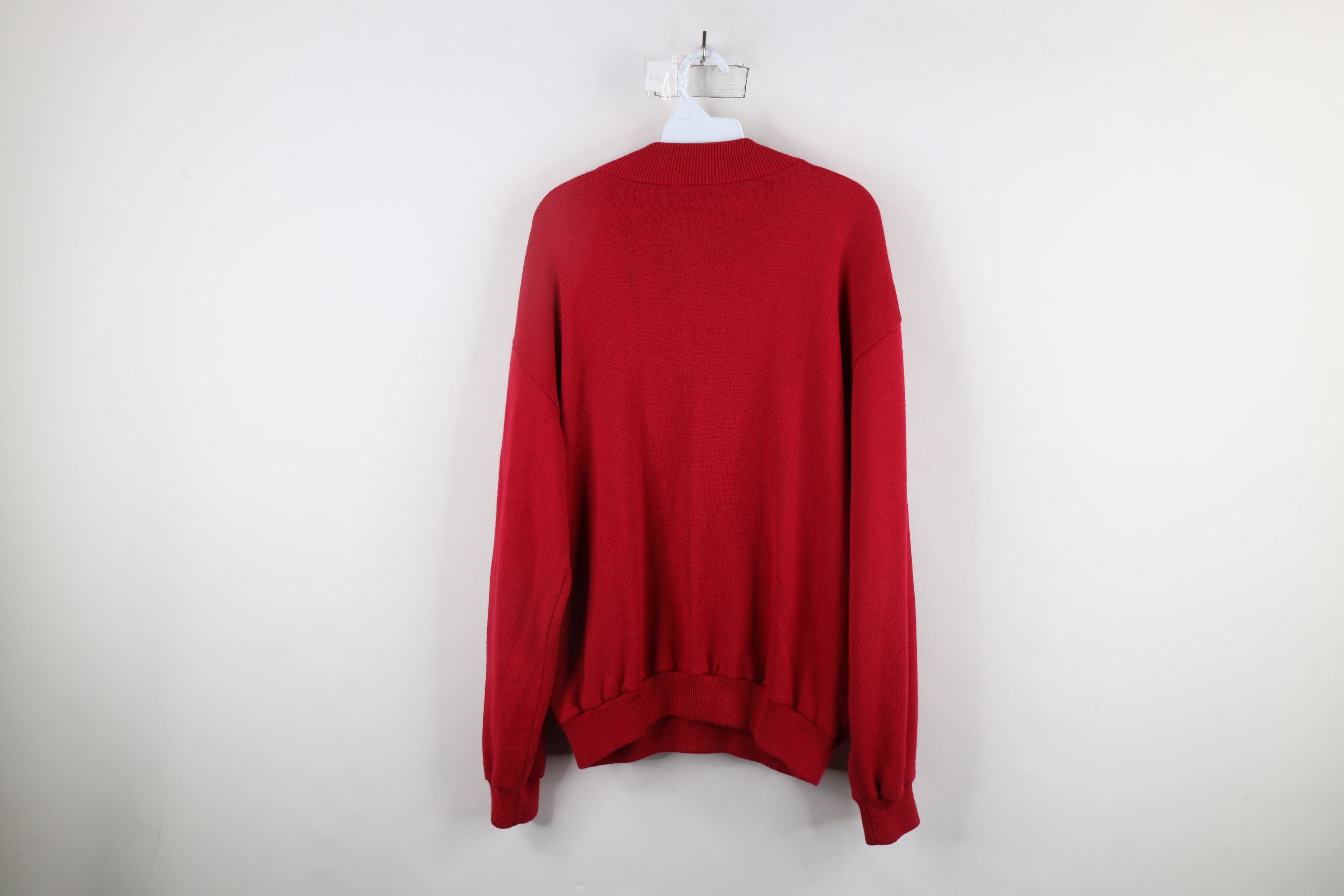 Vintage Vintage 90s Streetwear Knit Pullover Henley Sweater Red Size US XL / EU 56 / 4 - 11 Thumbnail