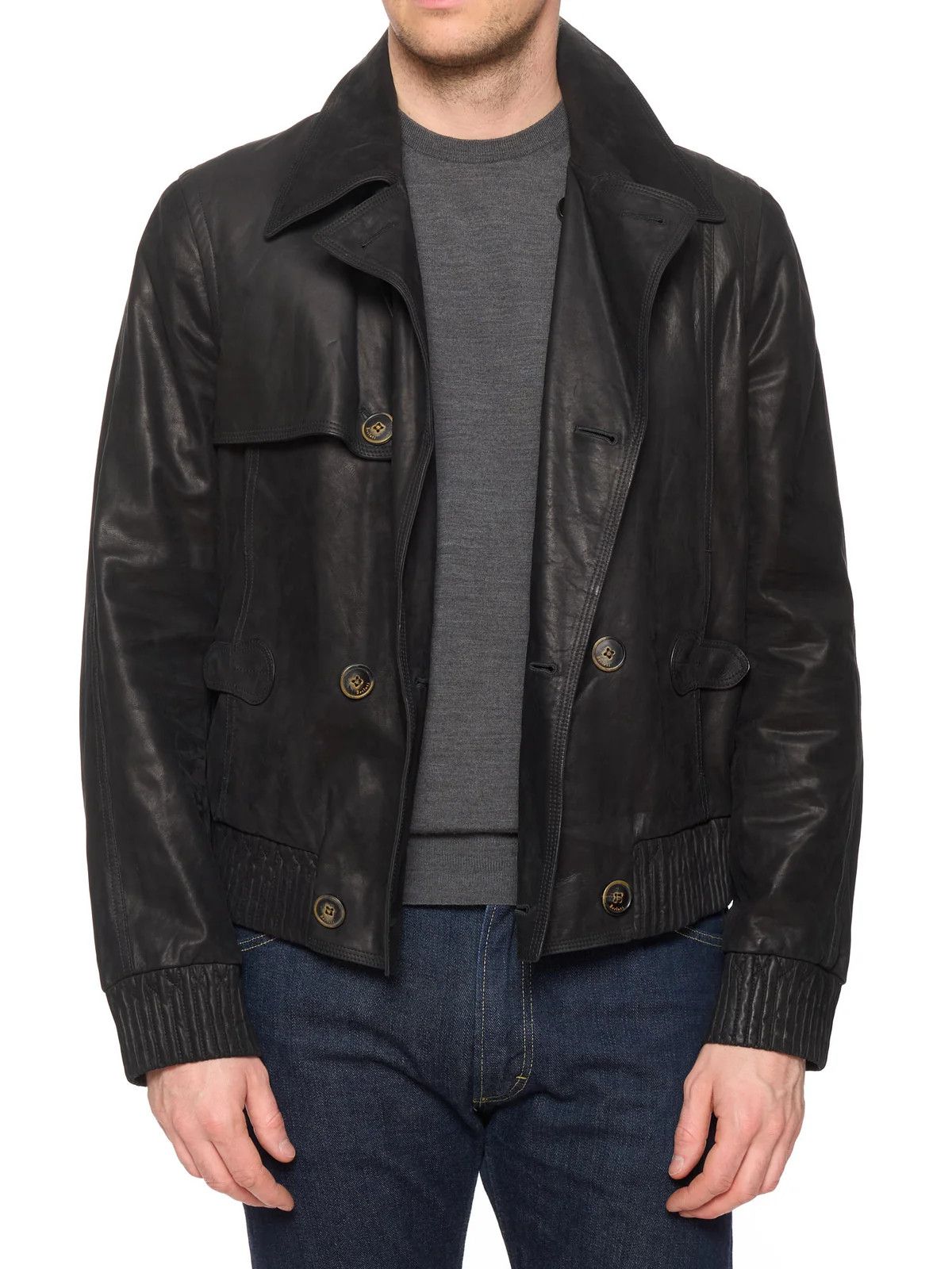 Berluti BERLUTI Paris Black Calfskin Double Breasted Leather Jacket Size US M / EU 48-50 / 2 - 2 Thumbnail