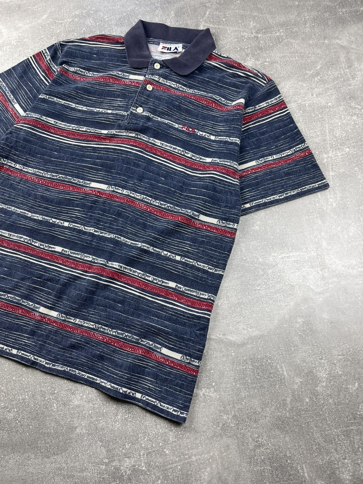 Fila × Vintage Fila Vintage 90s Tenis Striped 3 Button Polo T-Shirt Size US M / EU 48-50 / 2 - 2 Thumbnail