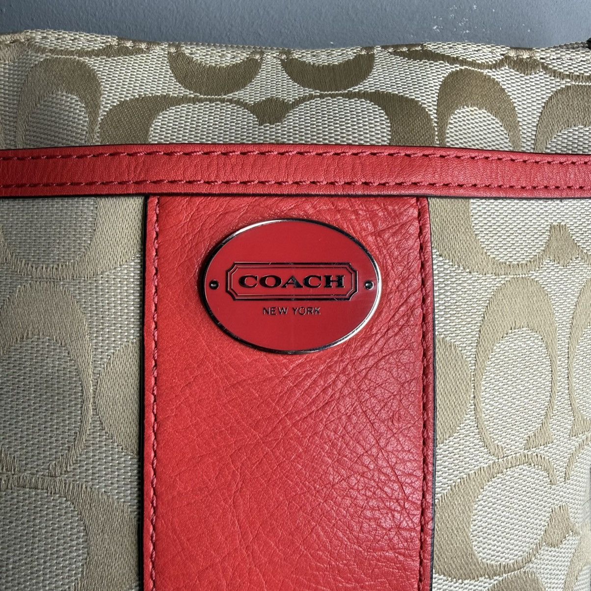 Coach Coach Khaki Signature Canvas Crossbody with Red Leather Trim Size ONE SIZE - 2 Thumbnail