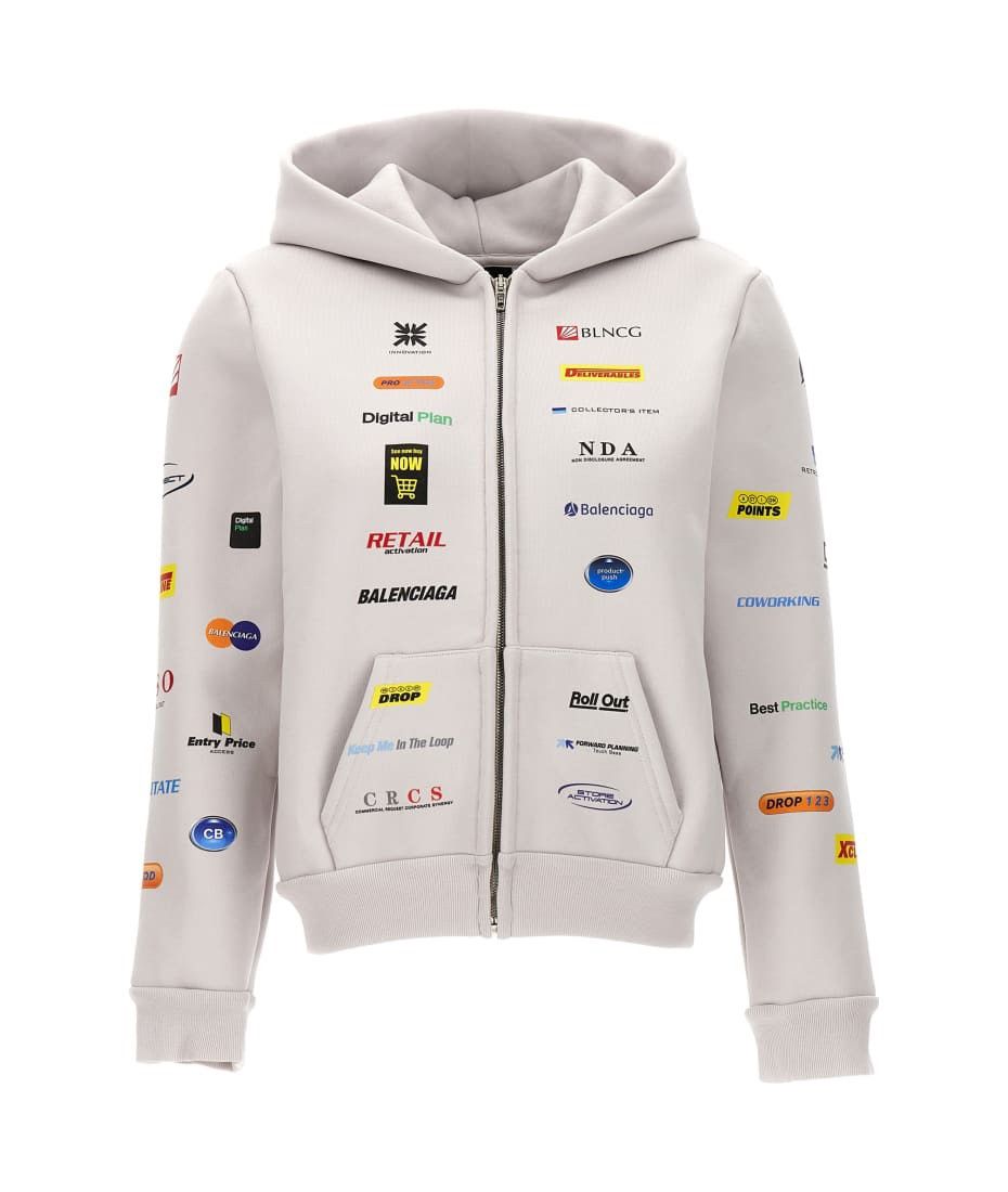 Balenciaga Balenciaga Business English Logo Zip Hoodie White Size S NWT Size S / US 4 / IT 40 - 1 Thumbnail