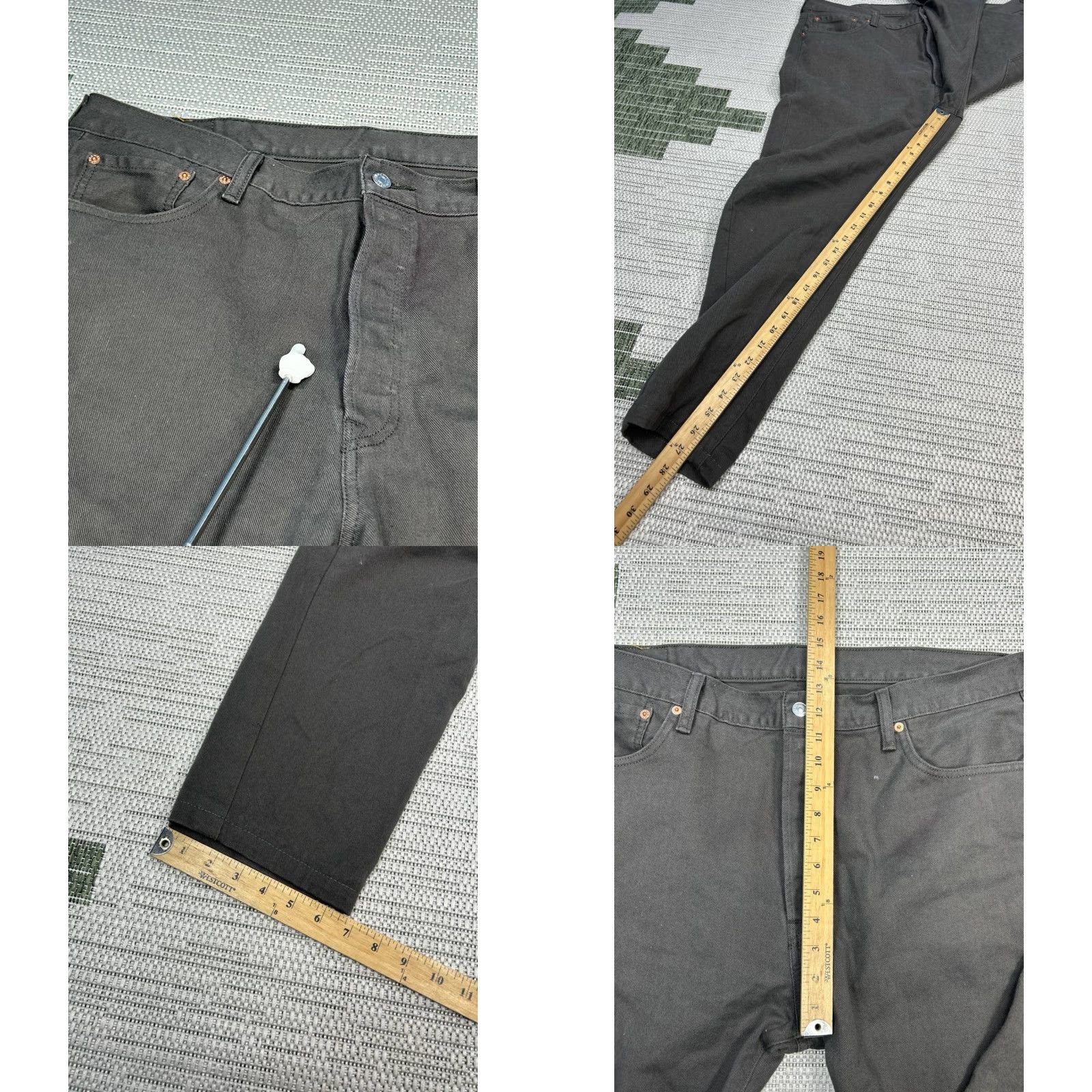 Levi's Levis 501 Jeans Mens Black Denim Tapered Leg Original Fit Logo Cotton 40x27 Size US 40 / EU 56 - 8 Thumbnail