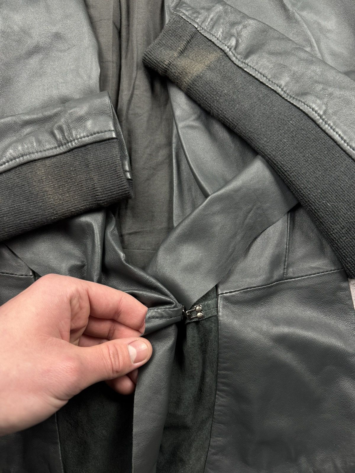Japanese Brand 90’s Asymmetrical Rick Owen’s Style Leather Jacket Japanesse Size M / US 6-8 / IT 42-44 - 7 Thumbnail