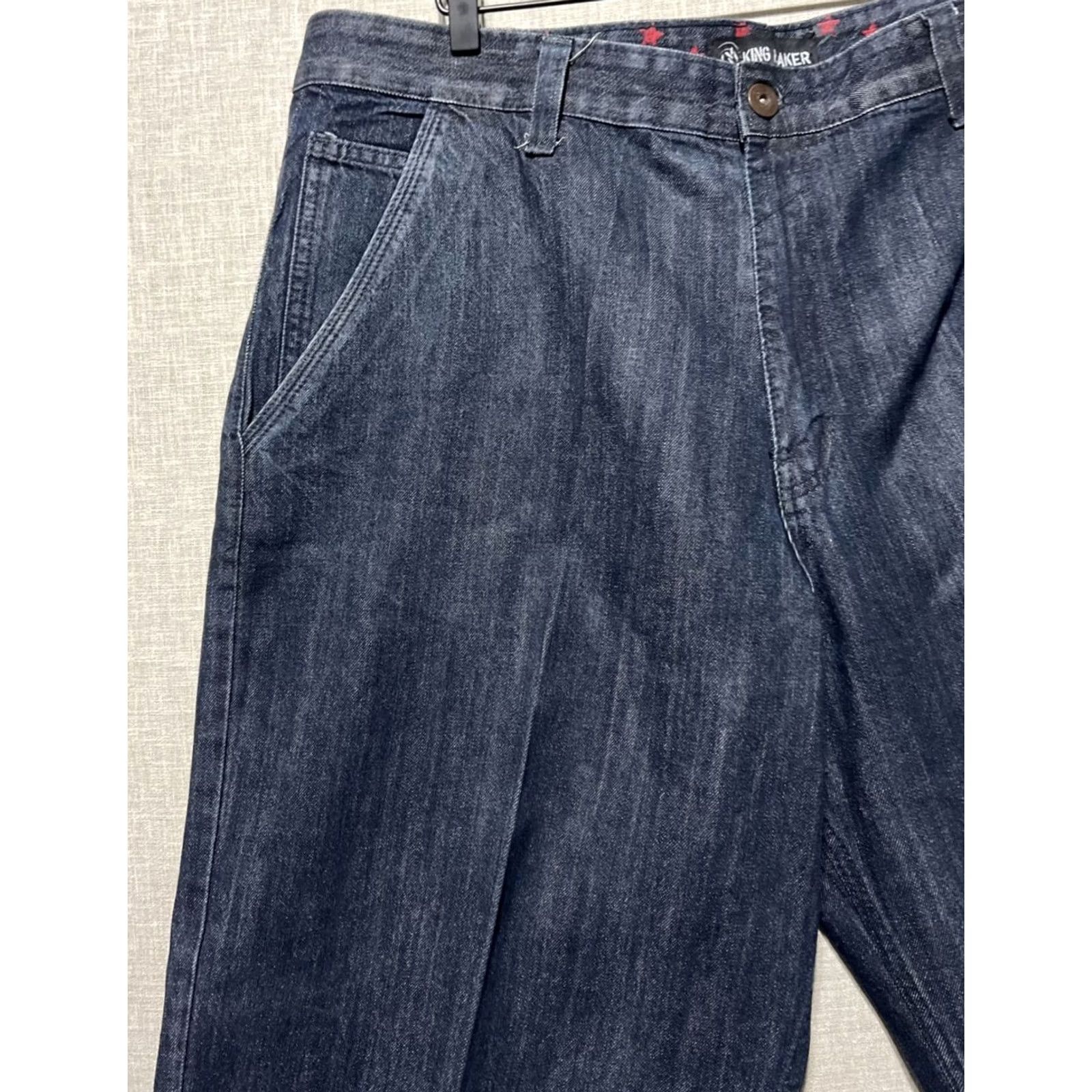 Denime VTG King Maker Denim Shorts Mens 42 Wide Leg Baggy Hip Hop Retro Y2K Flag Size US 40 / EU 56 - 5 Thumbnail