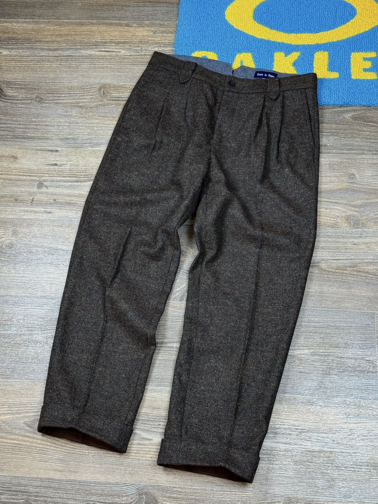 Fleurs de Bagne Wool Tweed Brown Trousers Pant