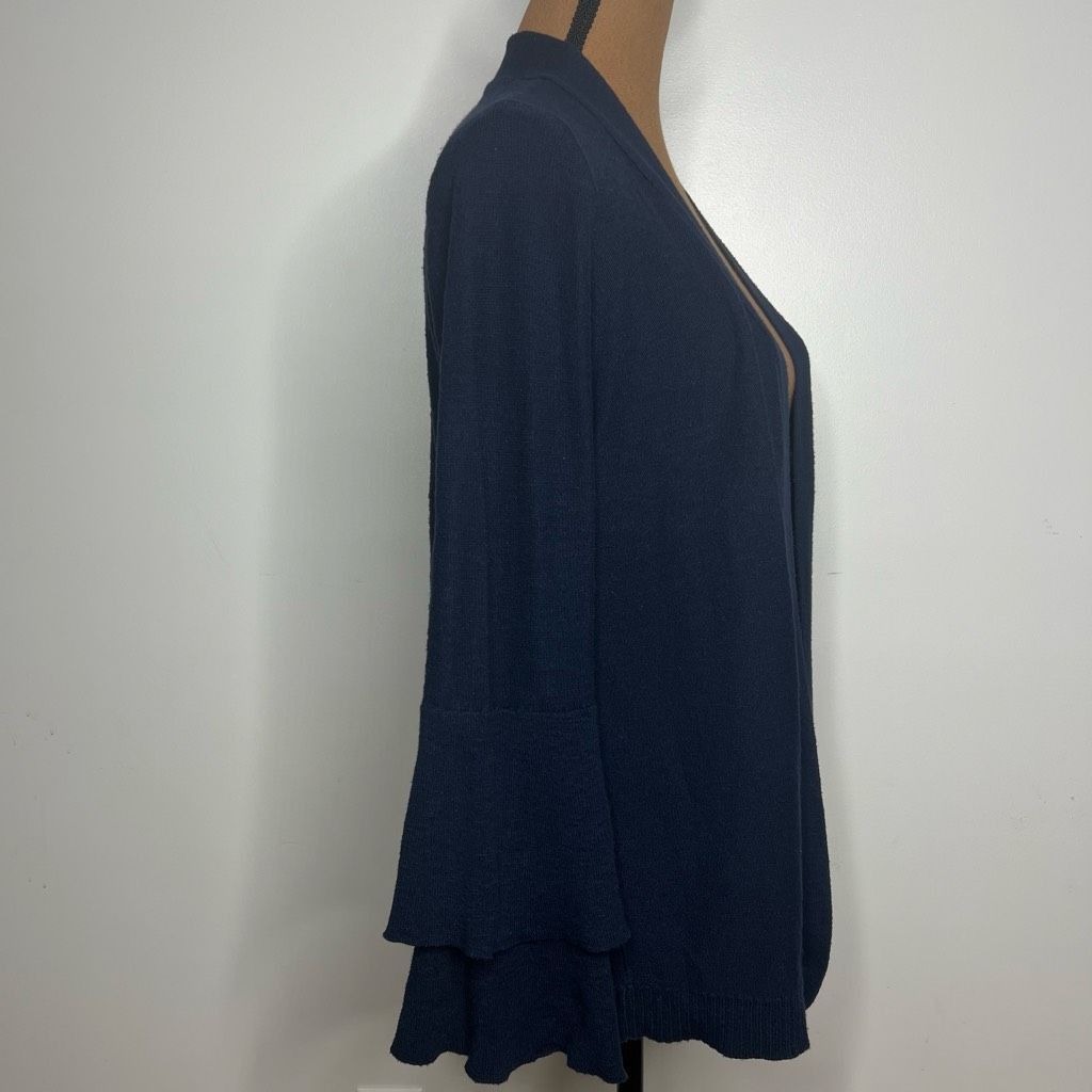 J.Crew J. Crew Navy Cardigan Open Front Sweater, Layered Ruffle Sleeves Women’s Medium Size M / US 6-8 / IT 42-44 - 3 Thumbnail