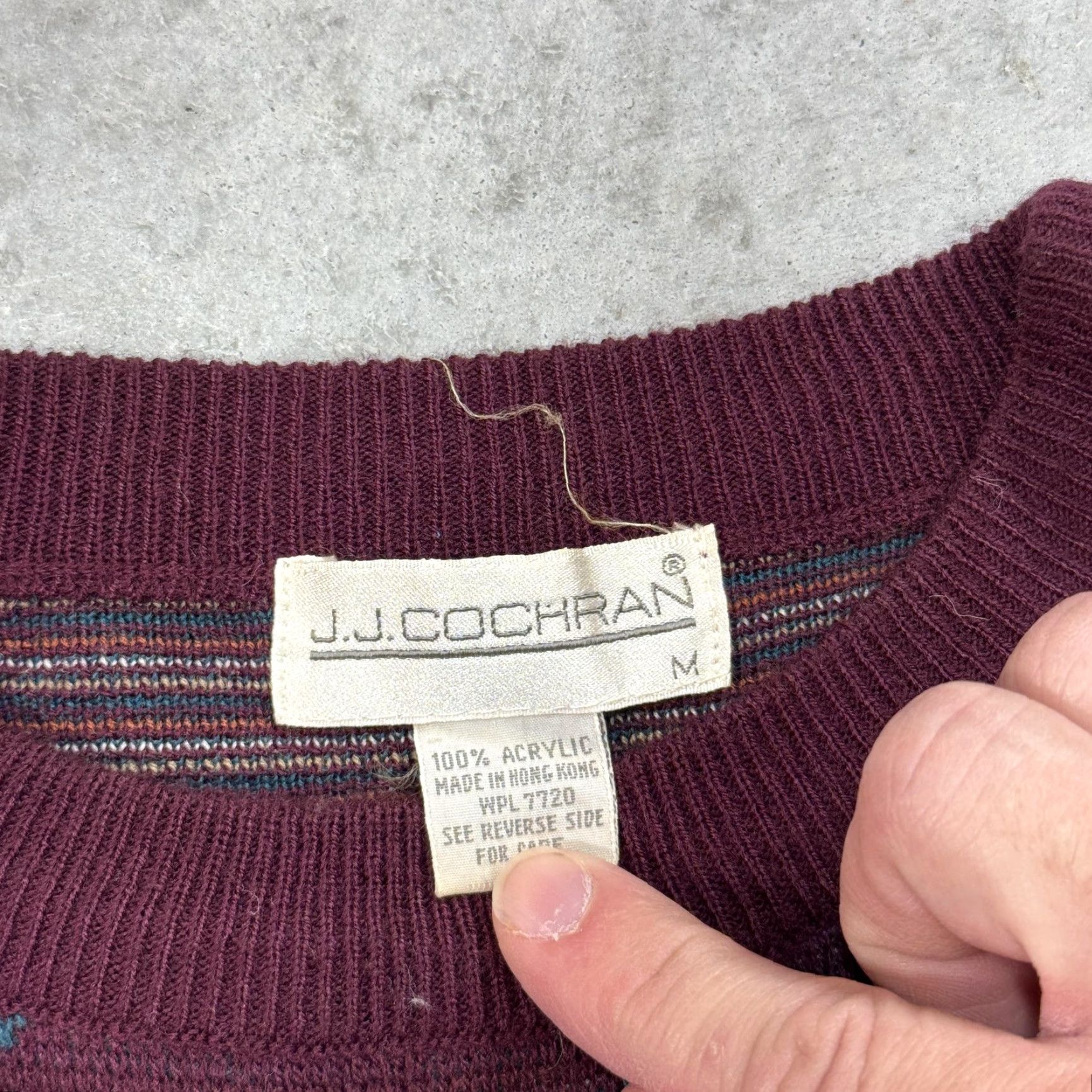 Vintage Vintage J.J. Cochran Sweater Mens Medium Pattern Knit Pullover 80s Hong Kong Size US M / EU 48-50 / 2 - 4 Thumbnail