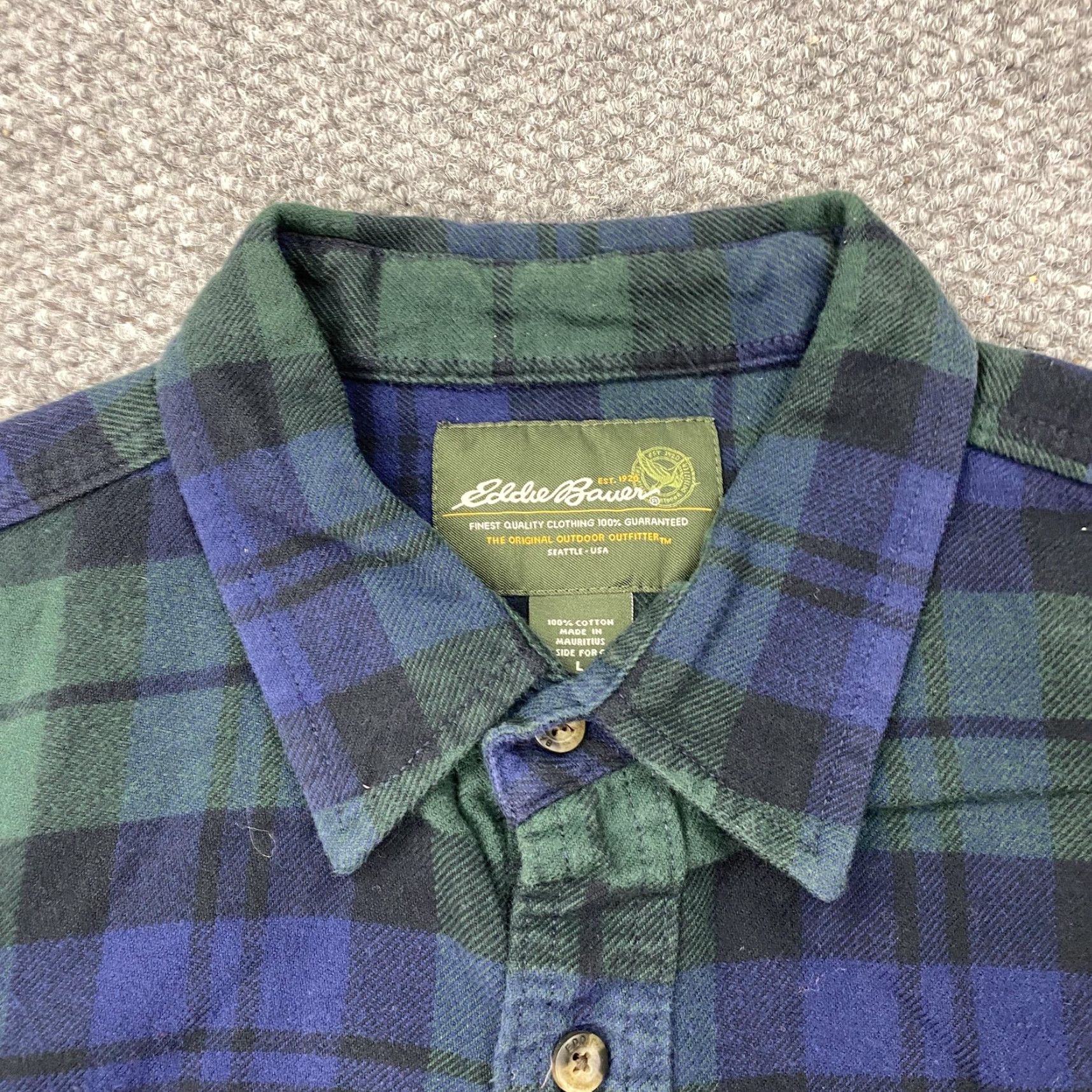 Eddie Bauer EDDIE BAUER Flannel Shirt Mens Large Blue Plaid Long Sleeve Button-Up Size US L / EU 52-54 / 3 - 2 Thumbnail