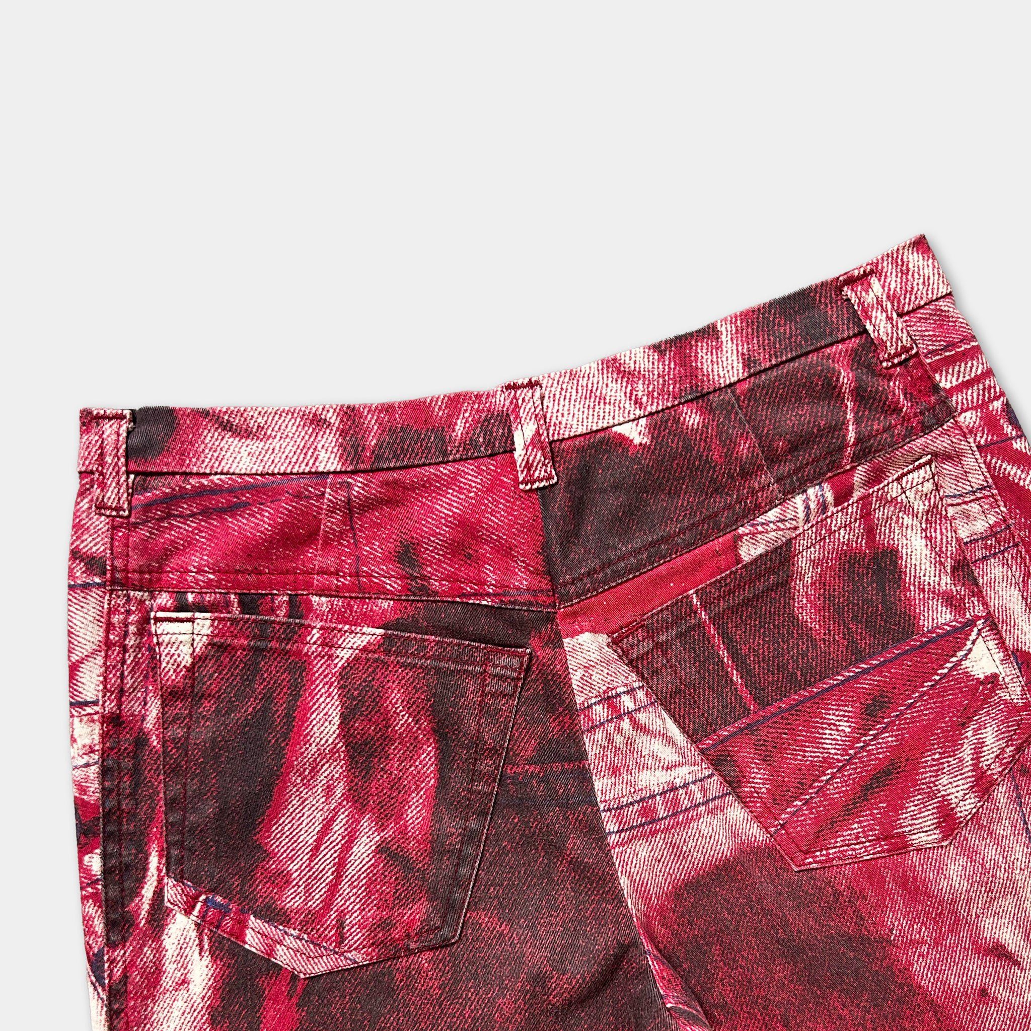 Just Cavalli Just Cavalli 2000's Red White Abstract Print Wide-Leg Pants Size US 31 - 5 Thumbnail