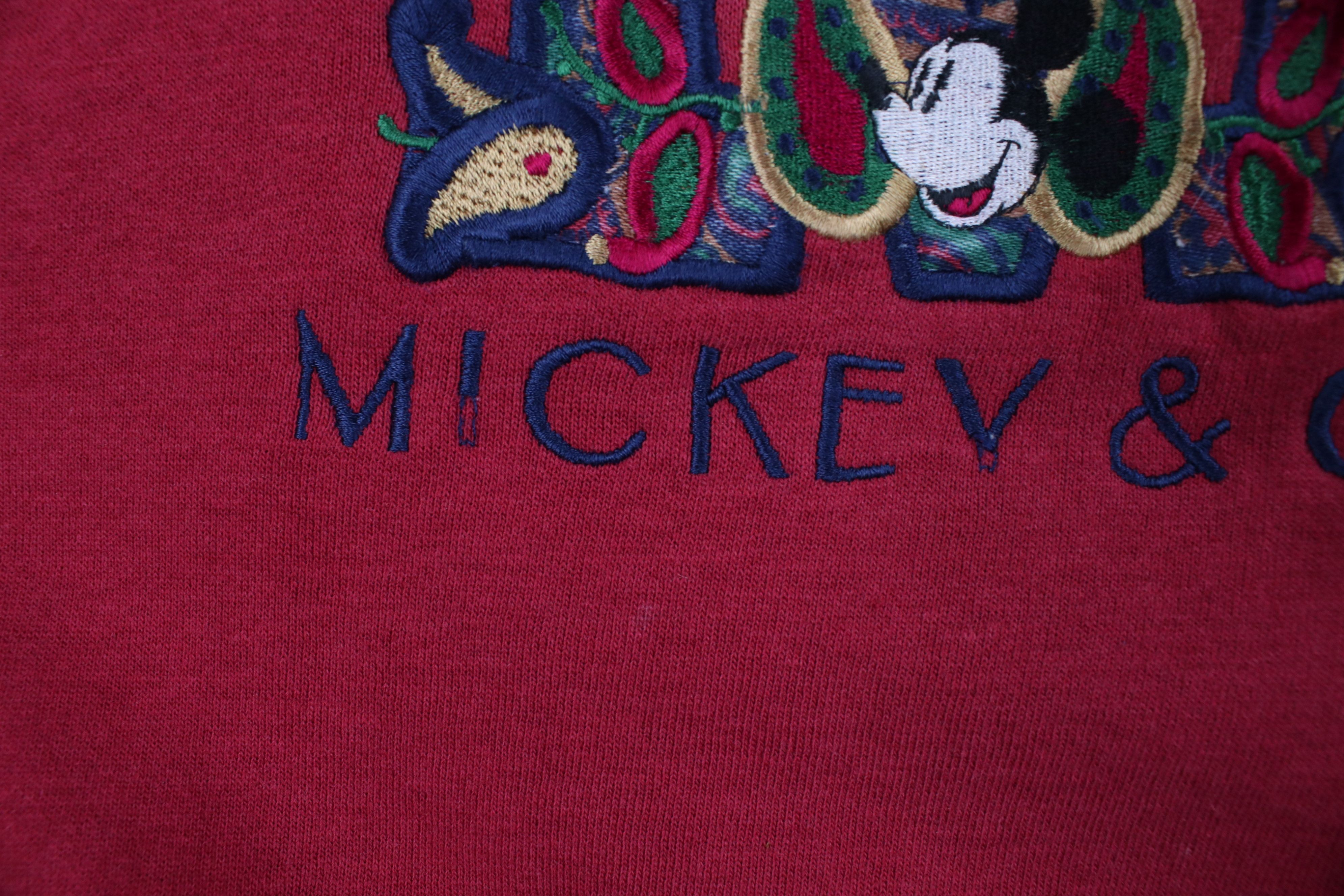 Disney × Vintage Vintage 90s Disney Paisley Mickey Mouse Sweatshirt Red Size L / US 10 / IT 46 - 5 Thumbnail