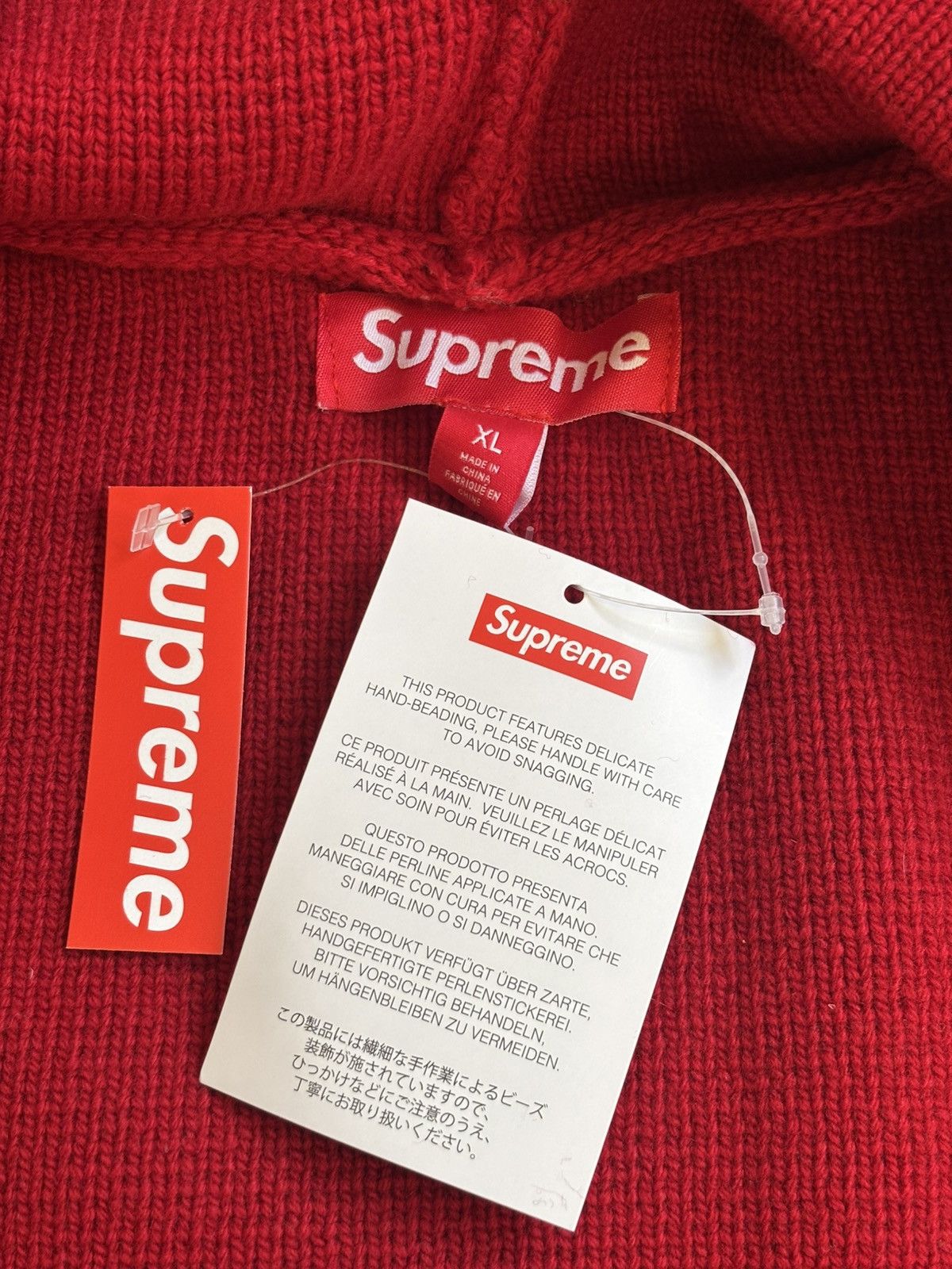 Supreme Supreme Red Beaded Knitted Hoodie Size US XL / EU 56 / 4 - 12 Thumbnail