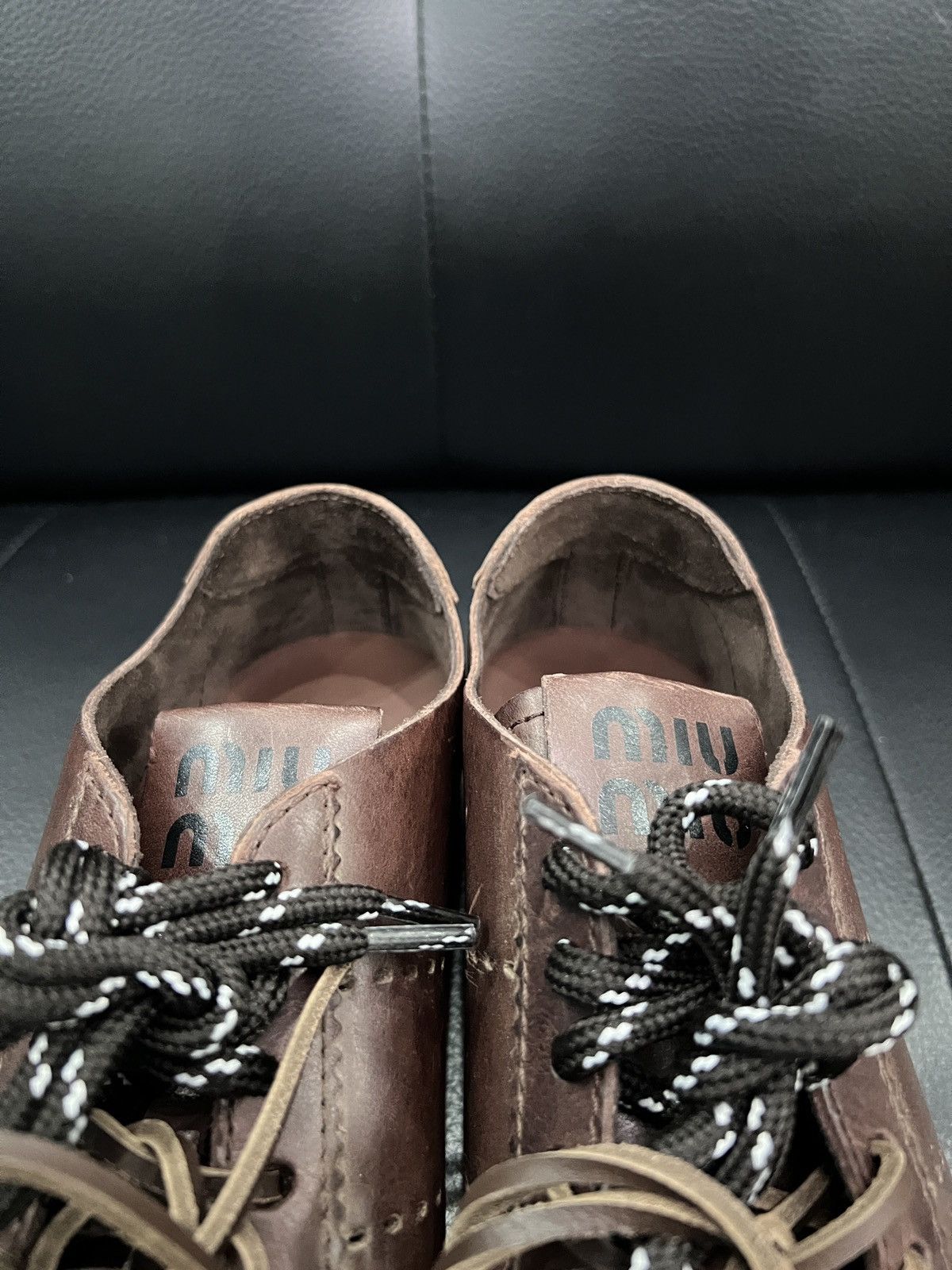 Miu Miu Miu Miu SS26 Plume Distressed Leather Sneakers Size US 6.5 / IT 36.5 - 11 Thumbnail
