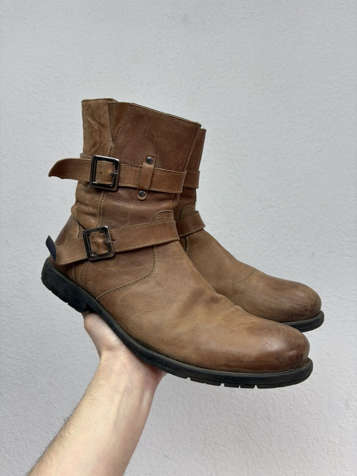 Hedi Slimane VTG Brown Leather Buckle Boots Carol Christian Poell Style Size US 11 / EU 44 - 3 Thumbnail