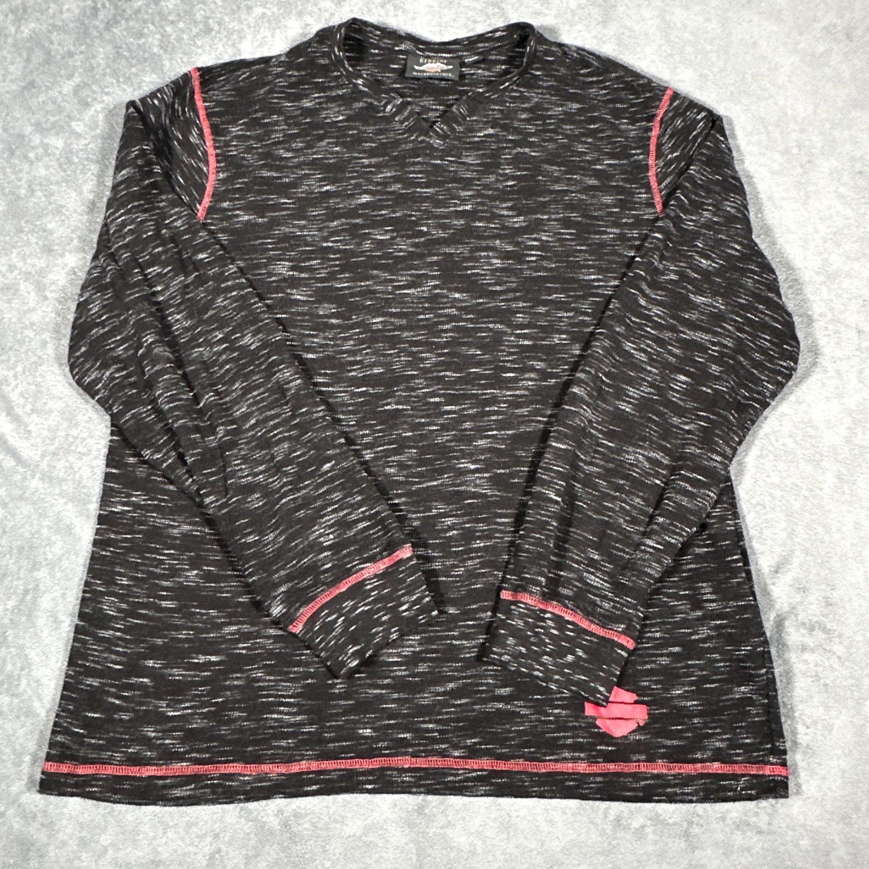 Harley Davidson Harley-Davidson Long Sleeve Shirt Mens XL Engine Graphic Pullover Motorcycle Crew Neck Black Heather White Streaks Graphic Print Men Size US XL / EU 56 / 4 - 3 Thumbnail