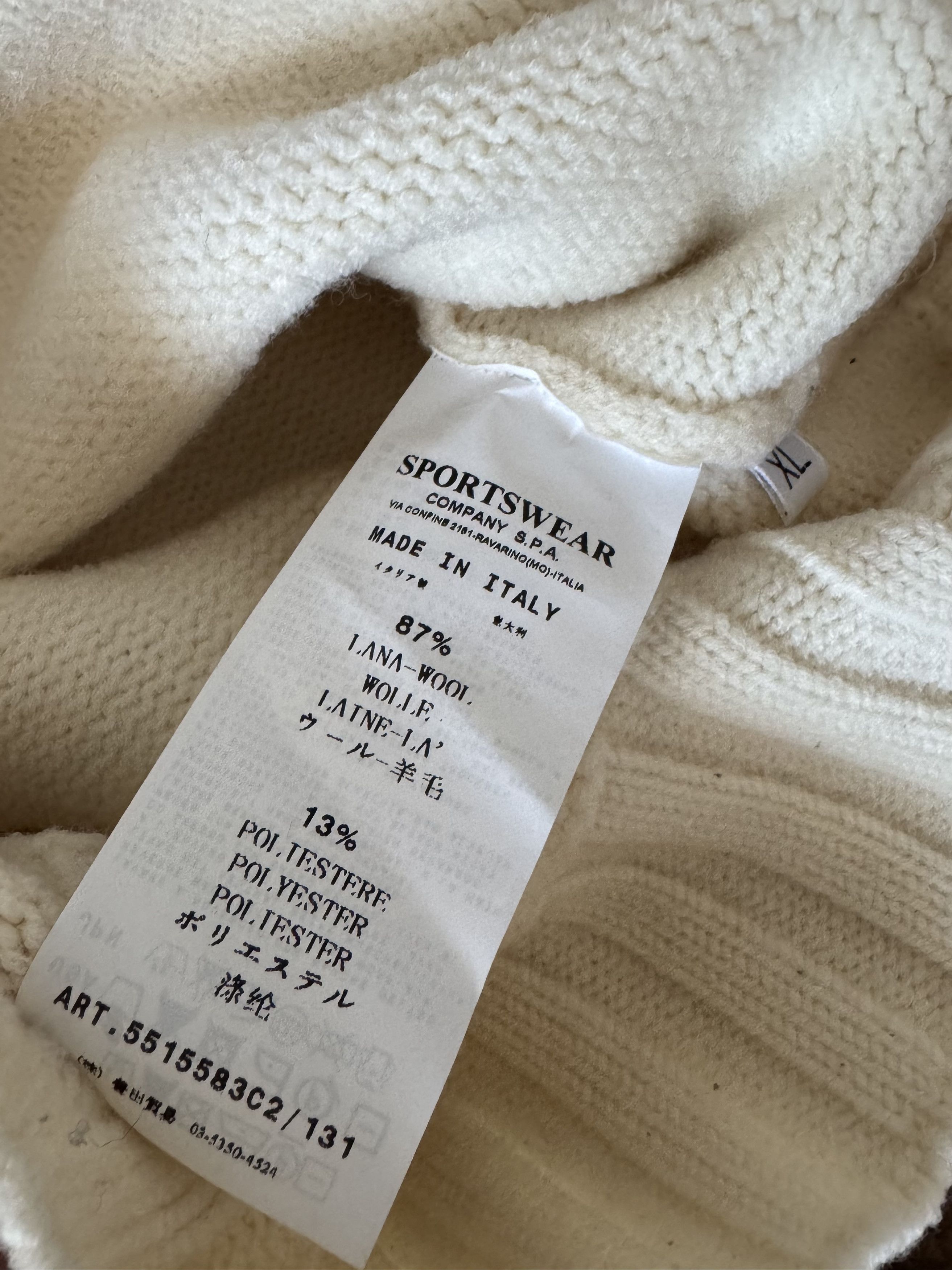 Stone Island Stone Island Wool Neck Knit Sweater Cream Made in ITALY Size US L / EU 52-54 / 3 - 9 Thumbnail