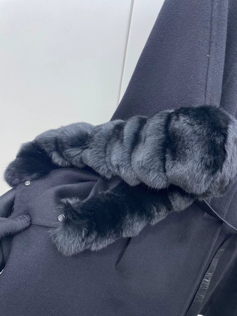 Loro Piana LORO PIANA Black cheetah cat + cashmere cloak coat Size M / US 6-8 / IT 42-44 - 6 Thumbnail