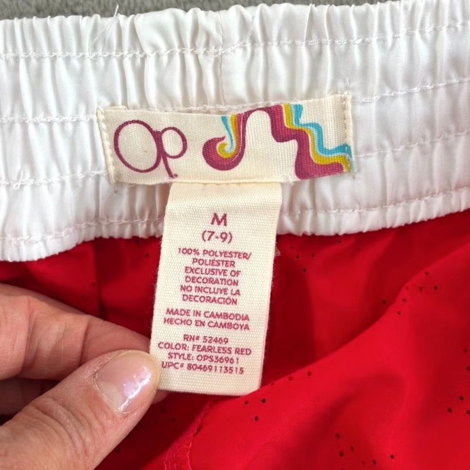 Ocean Pacific VINTAGE OP Ocean Pacific Booty Board Shorts Women M Red 2.0in Inseam Quick Dry Logo Beach 80s 90s Retro Ocean Pacific Womens Shorts Regular Happy Size 32" / US 10 / IT 46 - 2 Thumbnail