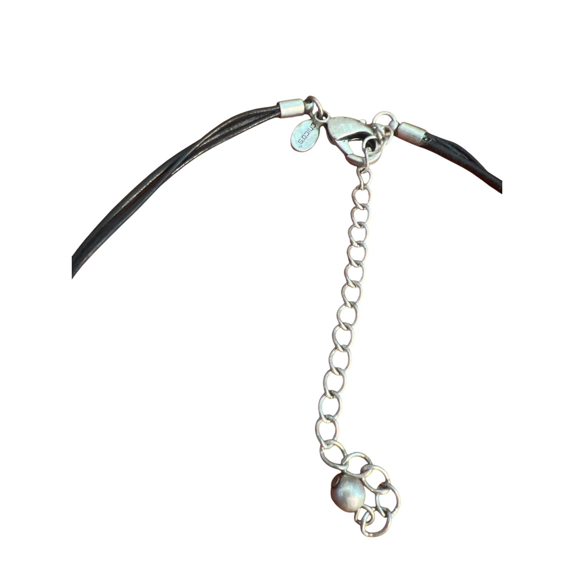 Chicos Chicos Multi-Strand Black Leather Necklace Purple Stone Pend Size ONE SIZE - 4 Thumbnail