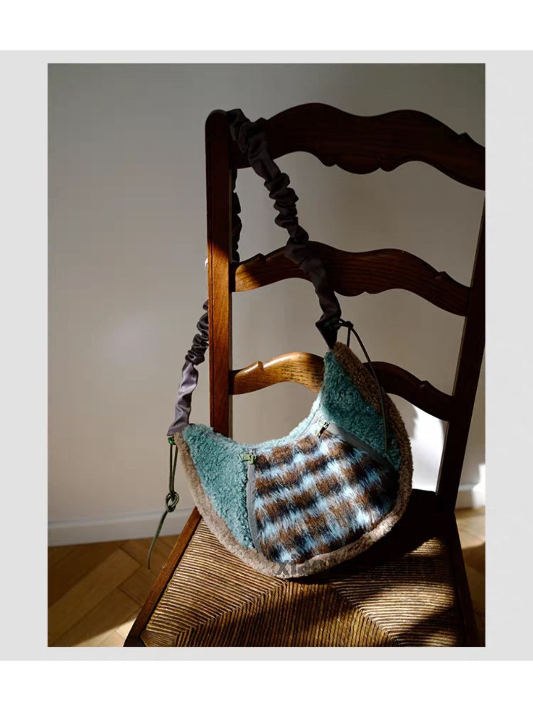 Unisex outdoor utility sports patchwork plush bag
