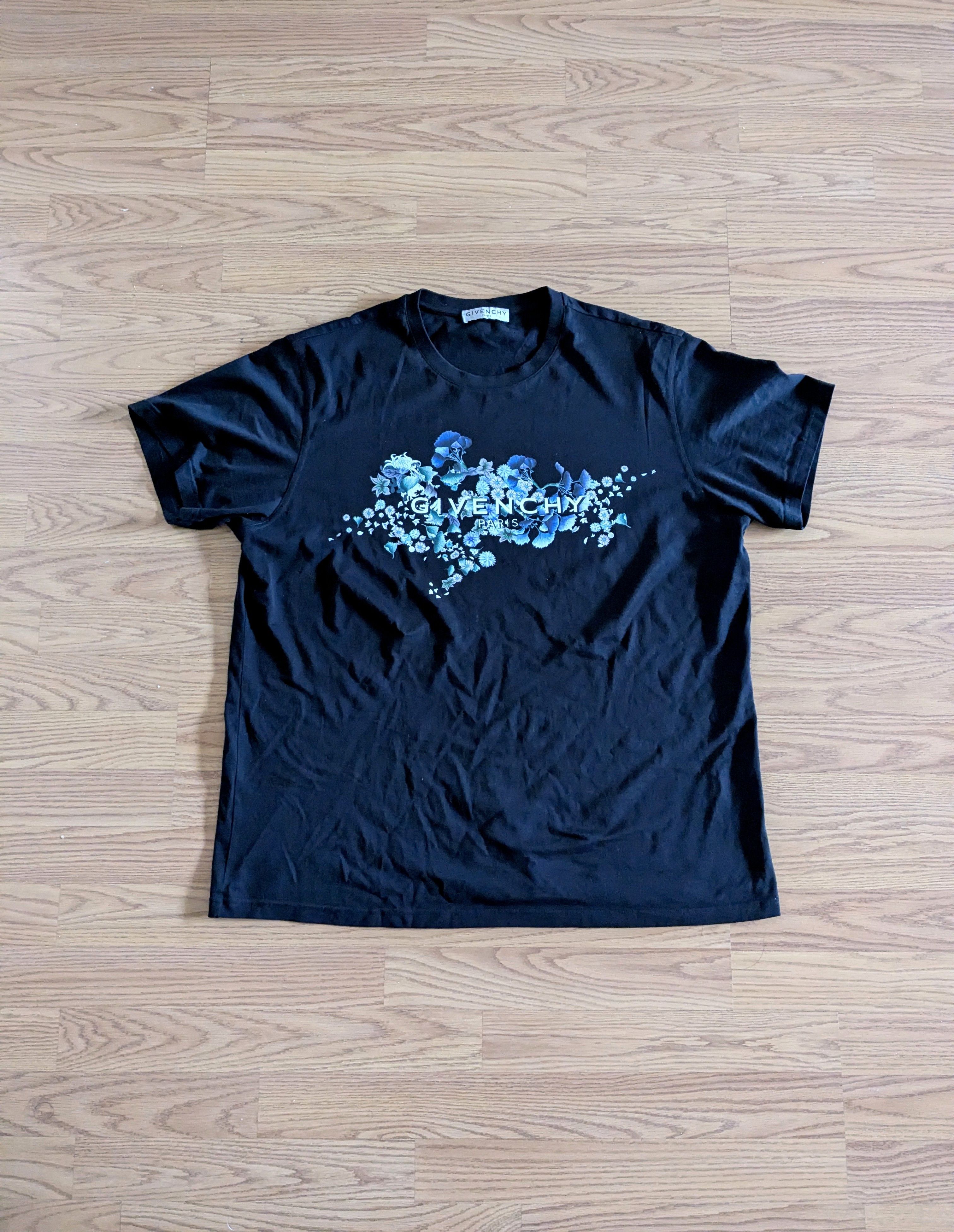 Givenchy Givenchy Floral Tshirt Black Blue Medium Short Sleeve Size US M / EU 48-50 / 2 - 1 Thumbnail