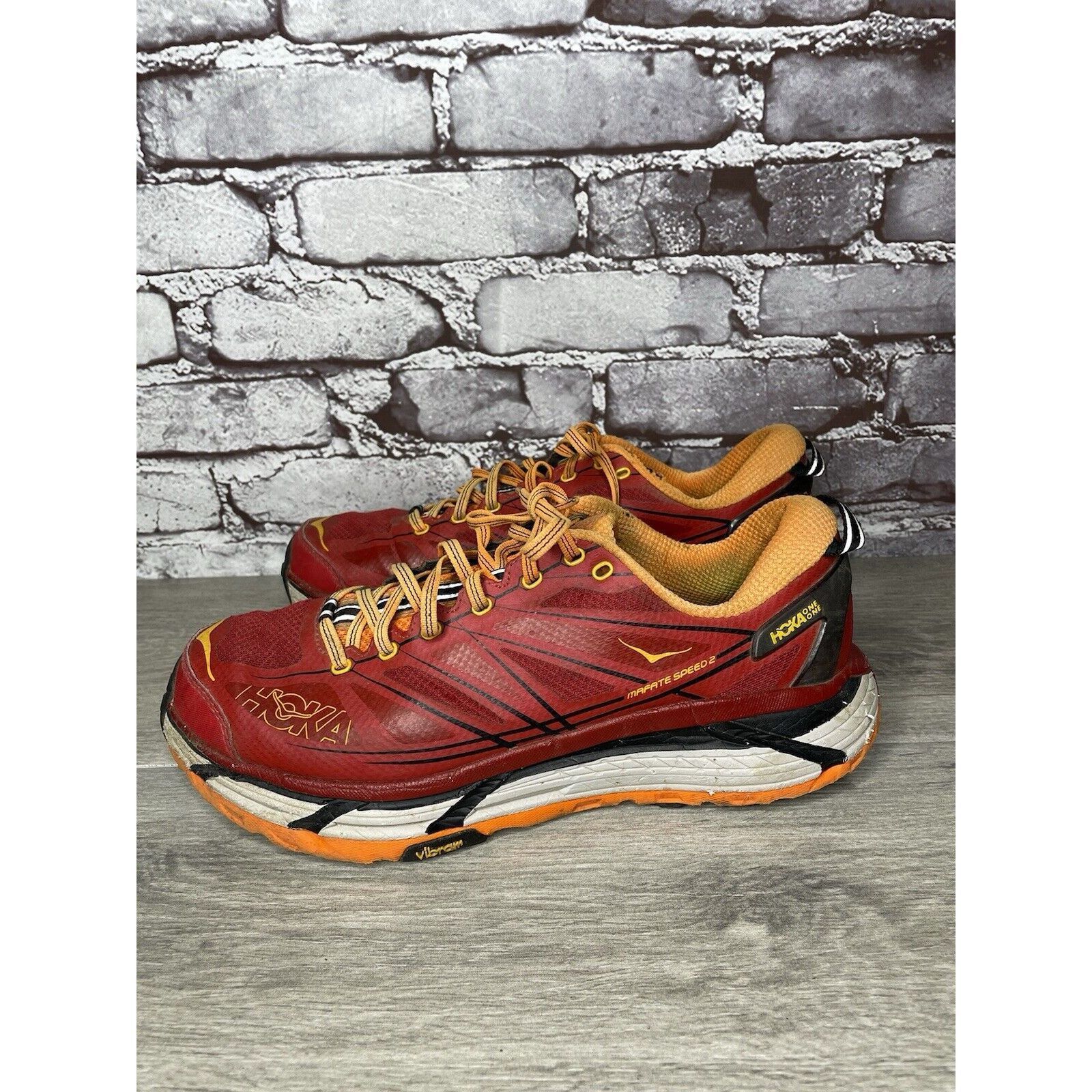 Hoka Hoka One Vibram Mafate Speed 2 Red Synthetic Running Shoes M Size US 9.5 / EU 42-43 - 16 Thumbnail