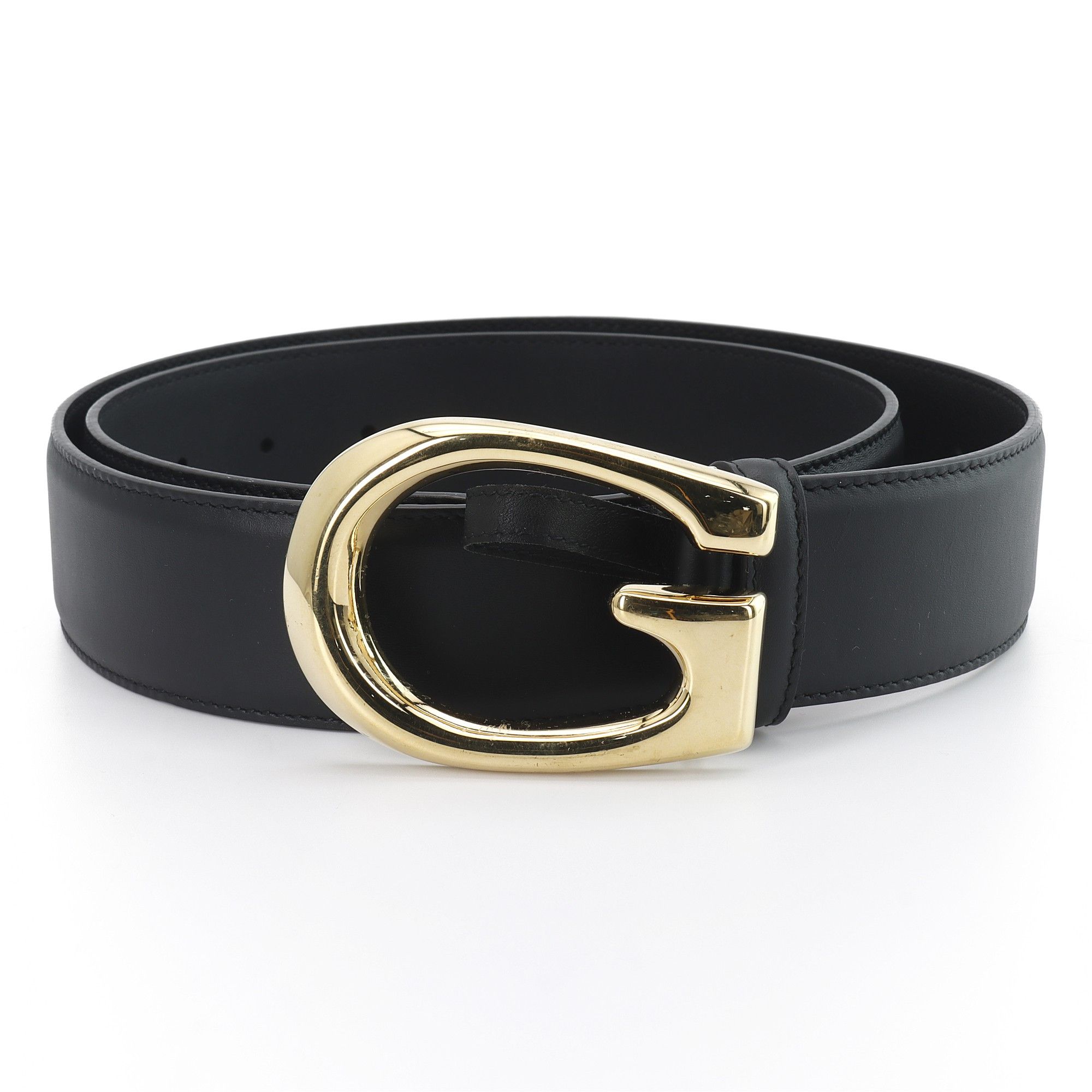 Gucci Gold G Buckle Leather Belt