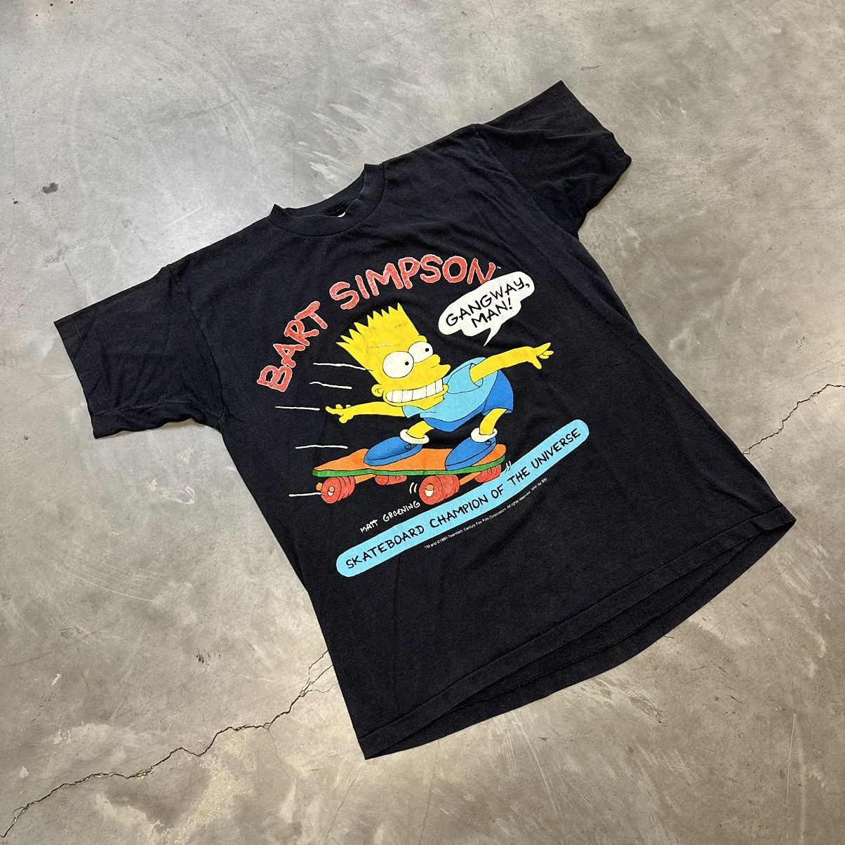 image of Vintage 1990 Bart Simpson Skater Tee in Black, Men's (Size XL)