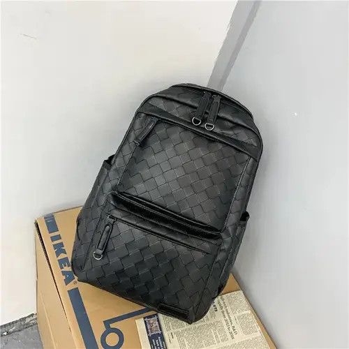 VIBE Black retro faux leather woven backpack bag Size ONE SIZE - 3 Thumbnail