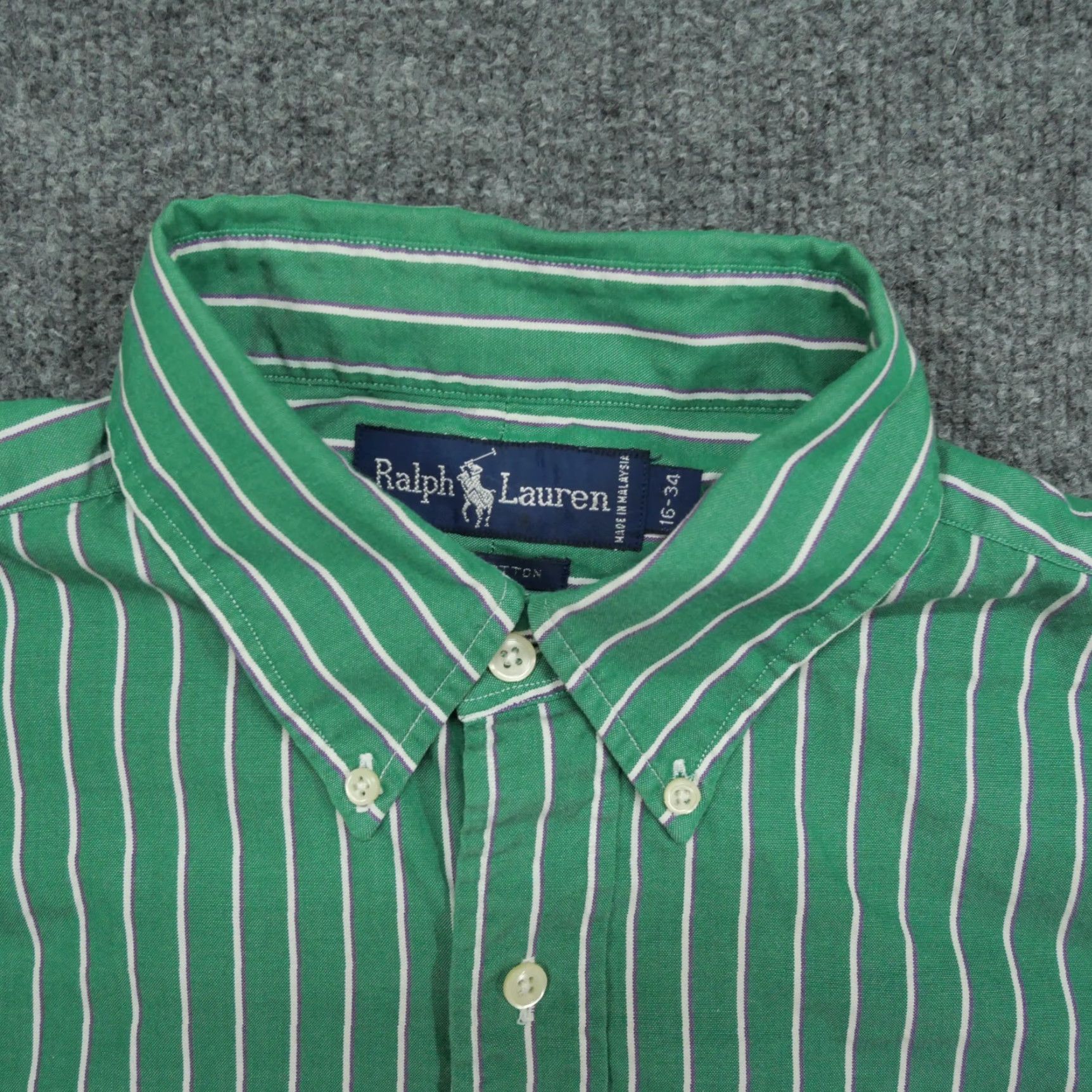 Polo Ralph Lauren Ralph Lauren Shirt Mens 16 34 Green Purple Striped Button Up Small Pony Size US L / EU 52-54 / 3 - 4 Thumbnail