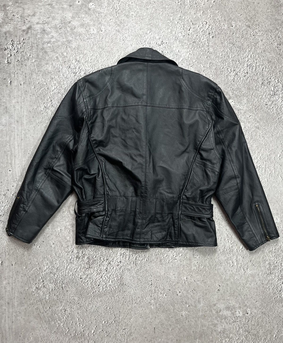 Leather Vintage Black Real Leather Biker Jacket Belted Motorcycle Size US M / EU 48-50 / 2 - 10 Thumbnail