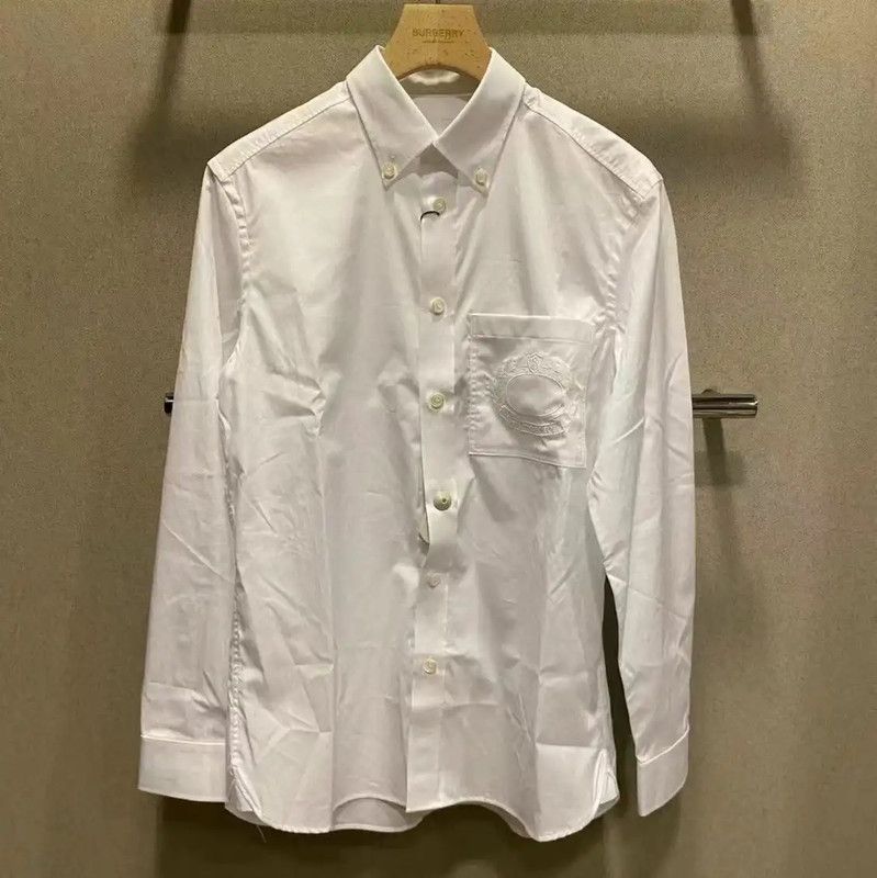 Burberry Burberry White Long Sleeve Logo Shirt Size US L / EU 52-54 / 3 - 1 Thumbnail