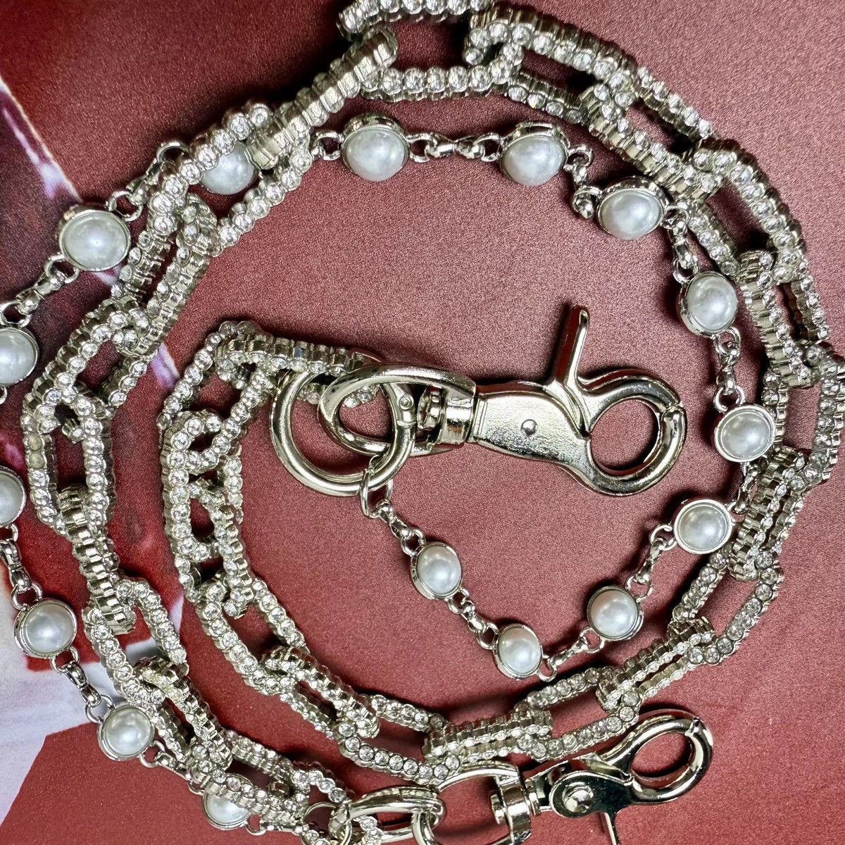 Other Double Layer White RhinestoneCuban Chain Wallet Pant Size ONE SIZE - 3 Thumbnail