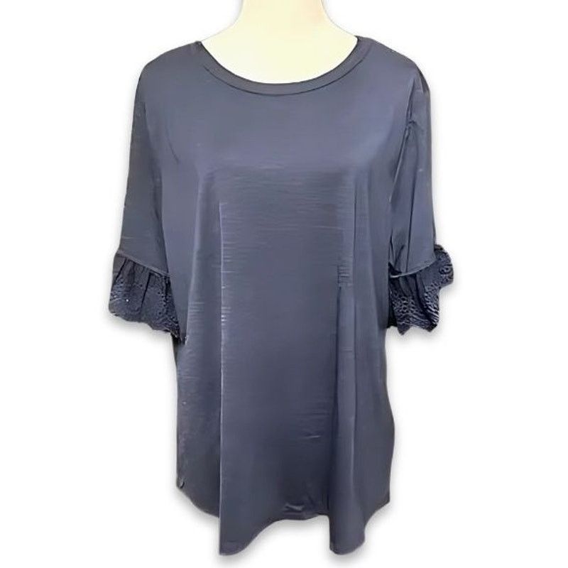 Other NY Collection Blouse Lace Short Sleeves Navy Blue 3X NWT Size 3XL / US 20-22 - 1 Thumbnail