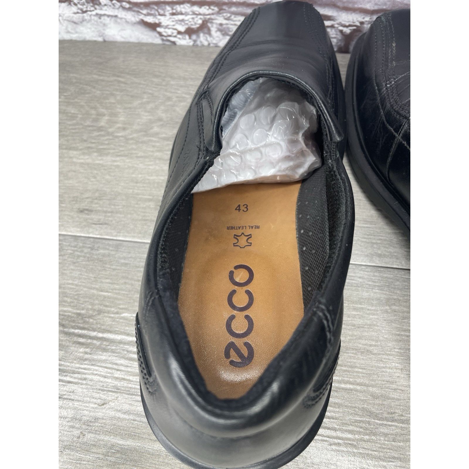 Ecco Ecco Black Leather Apron Toe Slip On Casual Loafers Shoes Me Size US 10 / EU 43 - 7 Thumbnail
