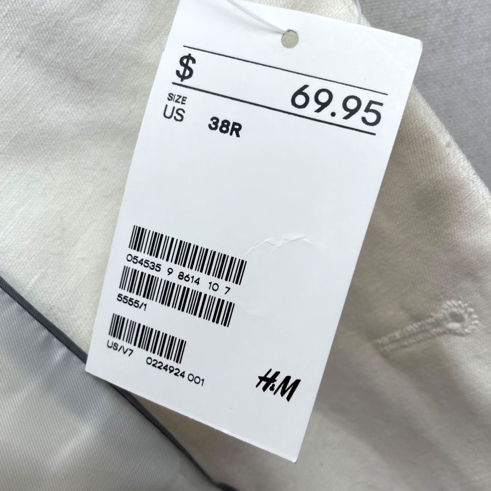 H&M H&M Men's Cotton/Linen 2-Button Blazer White 38R US Size 38R - 7 Thumbnail