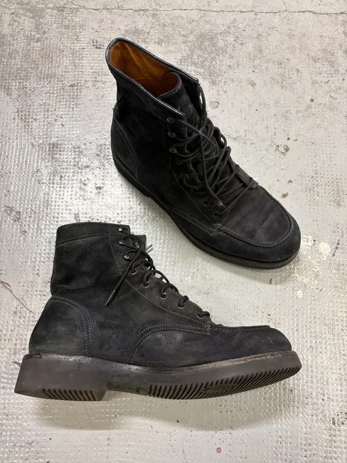 Gucci 2000s Gucci Black Suede Lace-Up Contrast Leather Boots Size US 11.5 / EU 44-45 - 6 Thumbnail