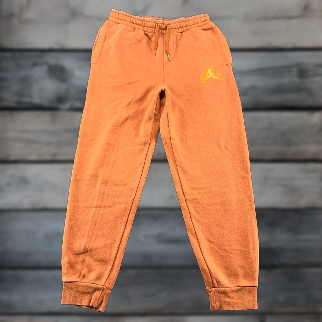 Jordan Brand Air Jordan Pants Men Small Orange Sweat Jogger Fleece Nylon Stretch Logo Jumpman Size US 29 - 1 Thumbnail