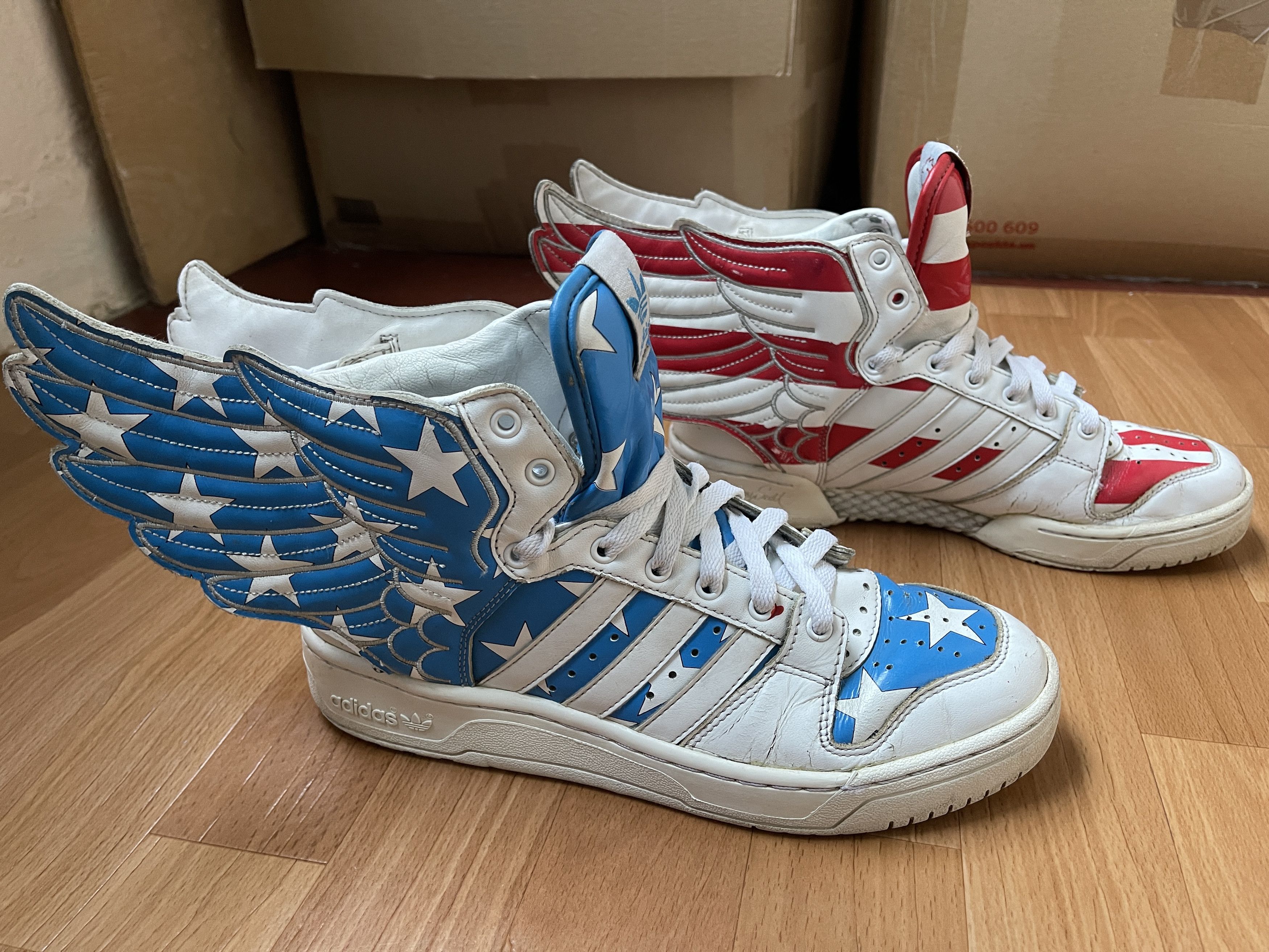 Adidas × Jeremy Scott Adidas Jeremy Scott Wings 2.0 FLAG Stars and Stripes V24619 Size US 7.5 / EU 40-41 - 5 Thumbnail